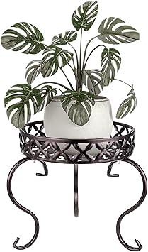 OwnMy Metal Round Plant Stand Indoor Outdoor Flower Pot Holder, Heavy Duty Iron Plant Stand Display Potted Rack for Home, Gar