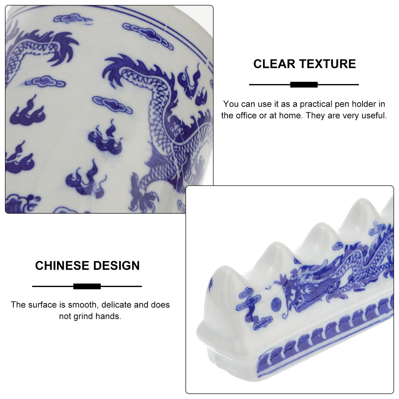 PACKOVE Keramik Pinselhalter Satz mit Halteschlitzen für Schreibtischdekoration und Aufbewahrung von Kalligrafiepinseln im Retro Chinesischen Design für Büro und Zuhause
