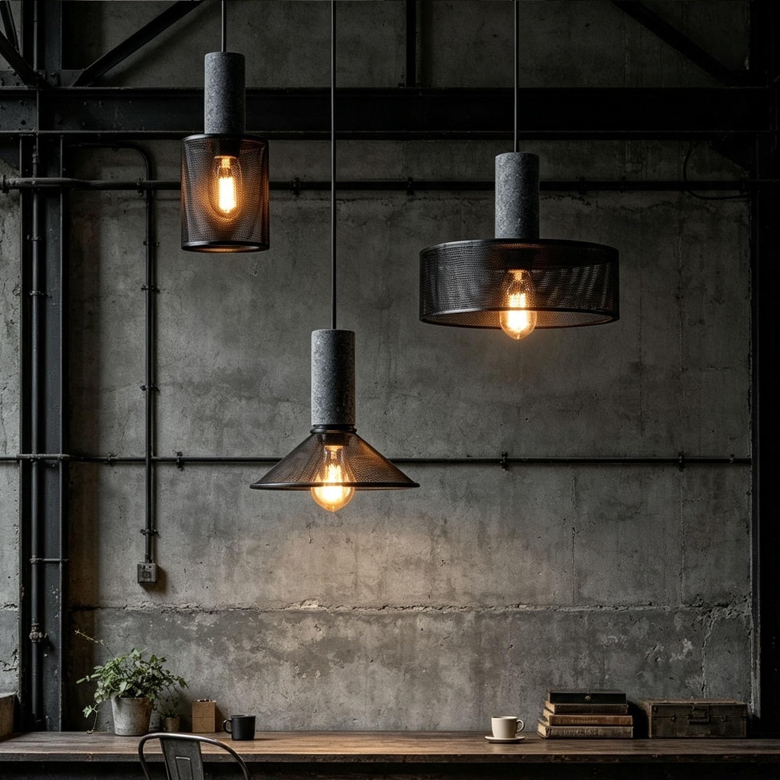 Lámpara colgante de cemento de estilo industrial Lámpara colgante