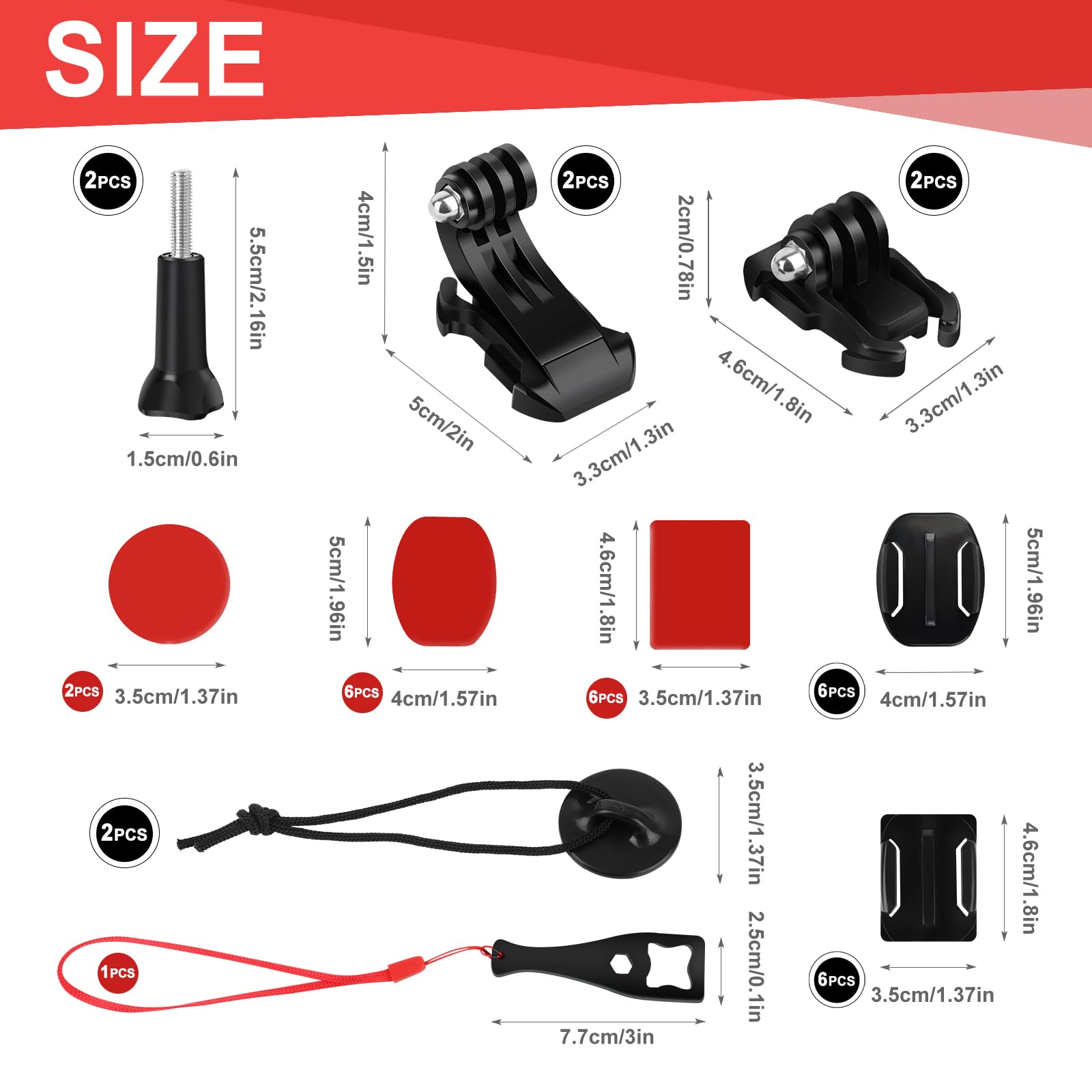 Flat Curved Adhesive Mounts, 40PCS Camera Helm Houder Accessoires Kit, Helm Zelfklevende Pads Sticker, Gebogen en Platte Mounts voor Go pro Hero 1/2/3/, Suptig Sport Camera