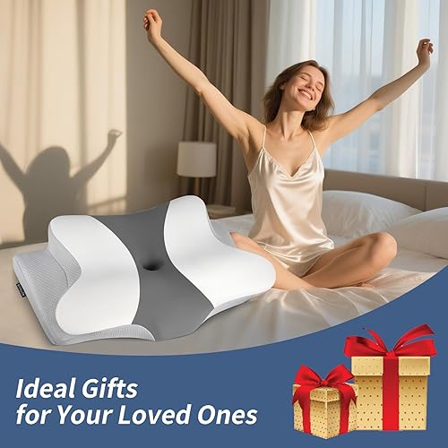 Miniatura 7 de Almohada cervical cervical para aliviar el dolor, almohada ergonómica para dormir de lado para apoyar el cuello, almohada cervical refrescante para
