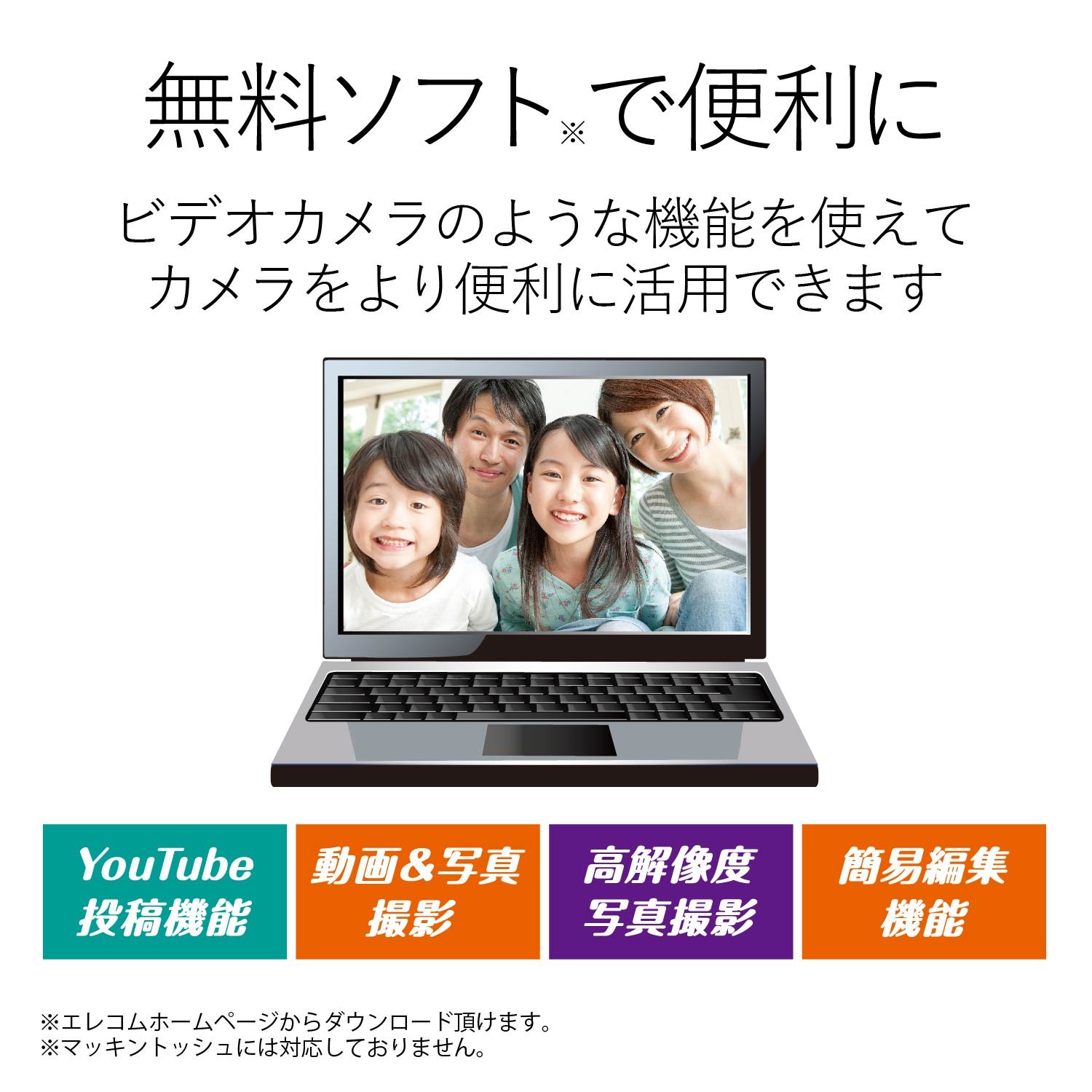 Amazon.co.jp: エレコム WEBカメラ 500万画素 マイク内蔵 MAC対応