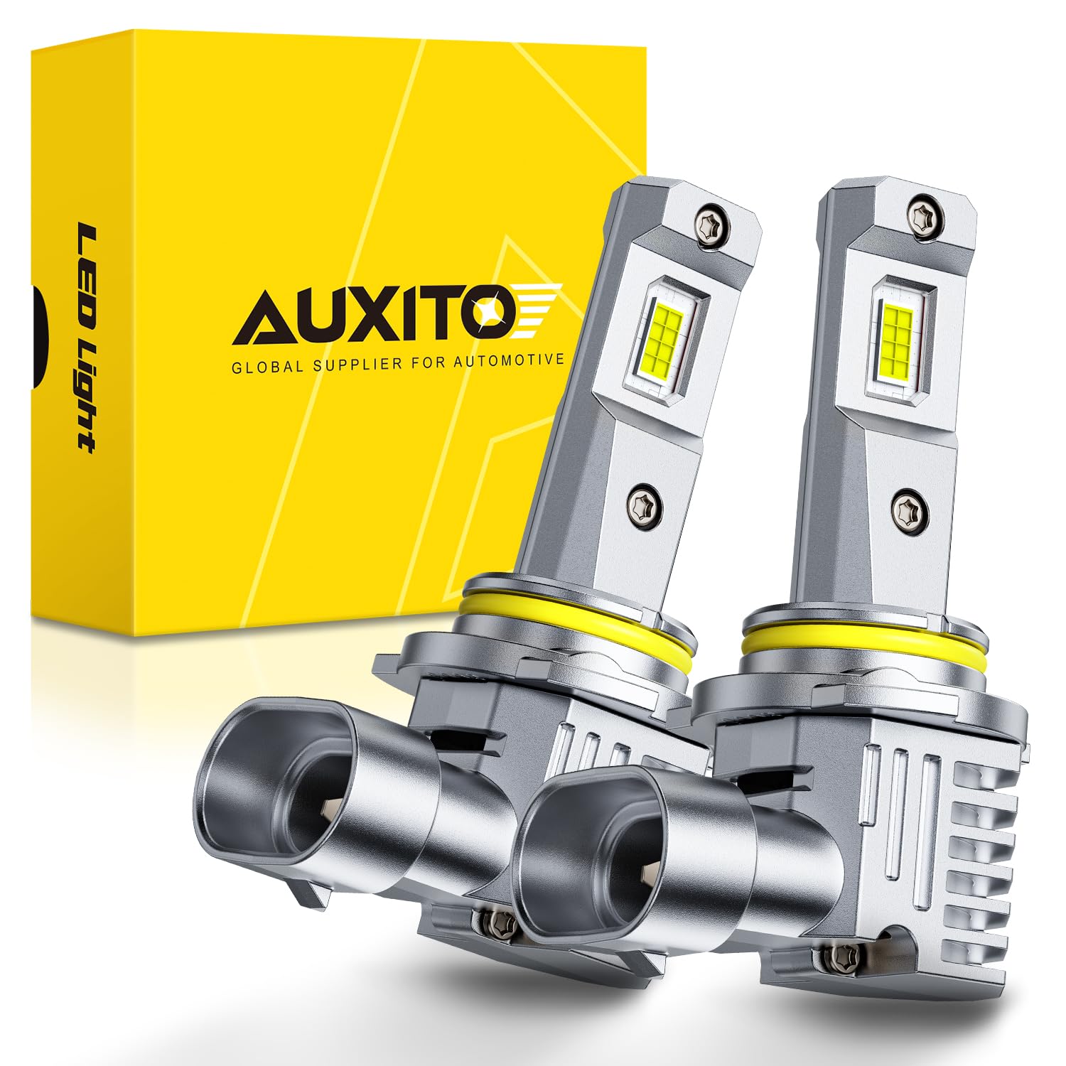 AUXITO 9006 Led Bulbs, 900% Super Brighterness, 6500K Cool White, 1:1 Mini Size, Lasting Lifespan, Truly Plug And Play, Pack of 2