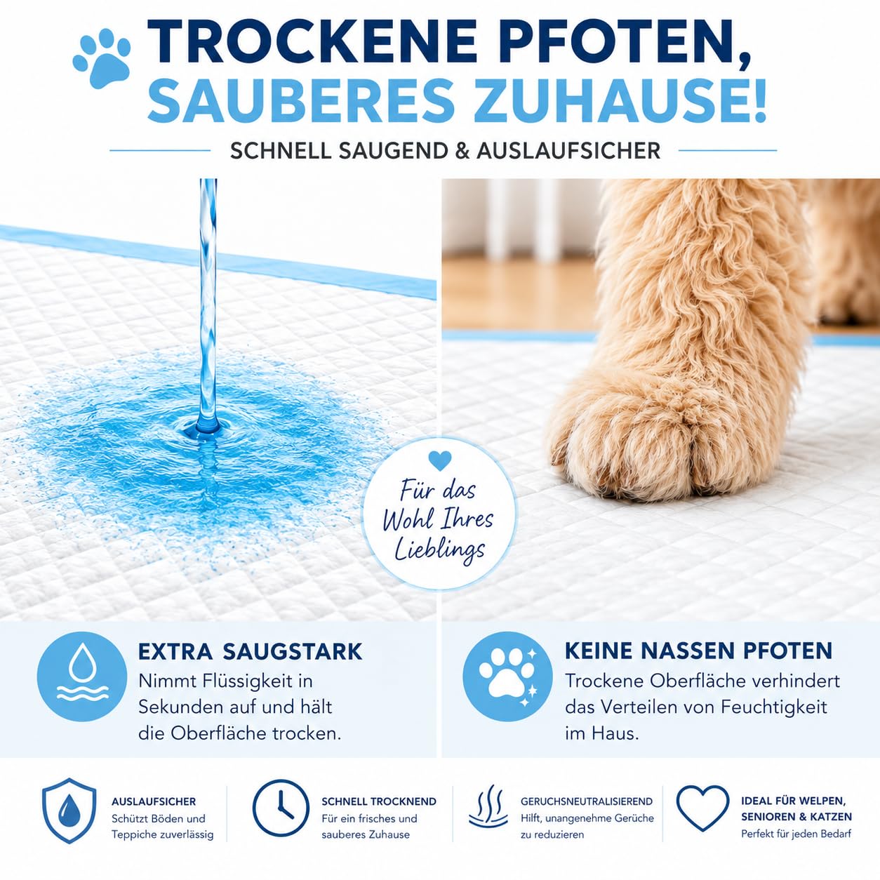 ALUZ Podkłady dla Psa 50 Sztuk 60x90 cm Maty Treningowe | 400 ml Chłonne podkłady, Szybkoschnące i Nieprzemakalne, Neutralizują zapachy, Nauka sikania i Dla Starszych Psów