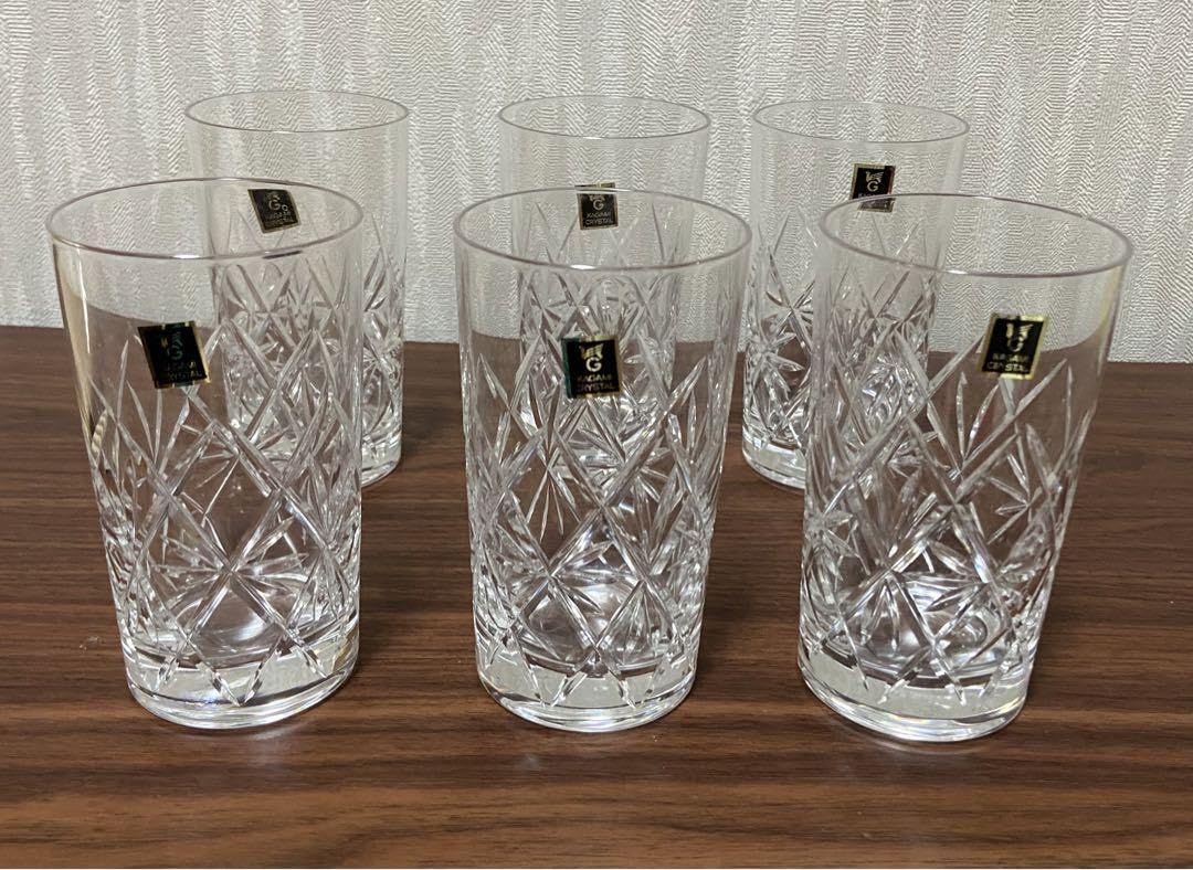 HOYA ホヤ クリスタル グラス　６個　大小  希少Hoya Crystal ワイングラス 6個セット 保谷クリスタル・HOYA