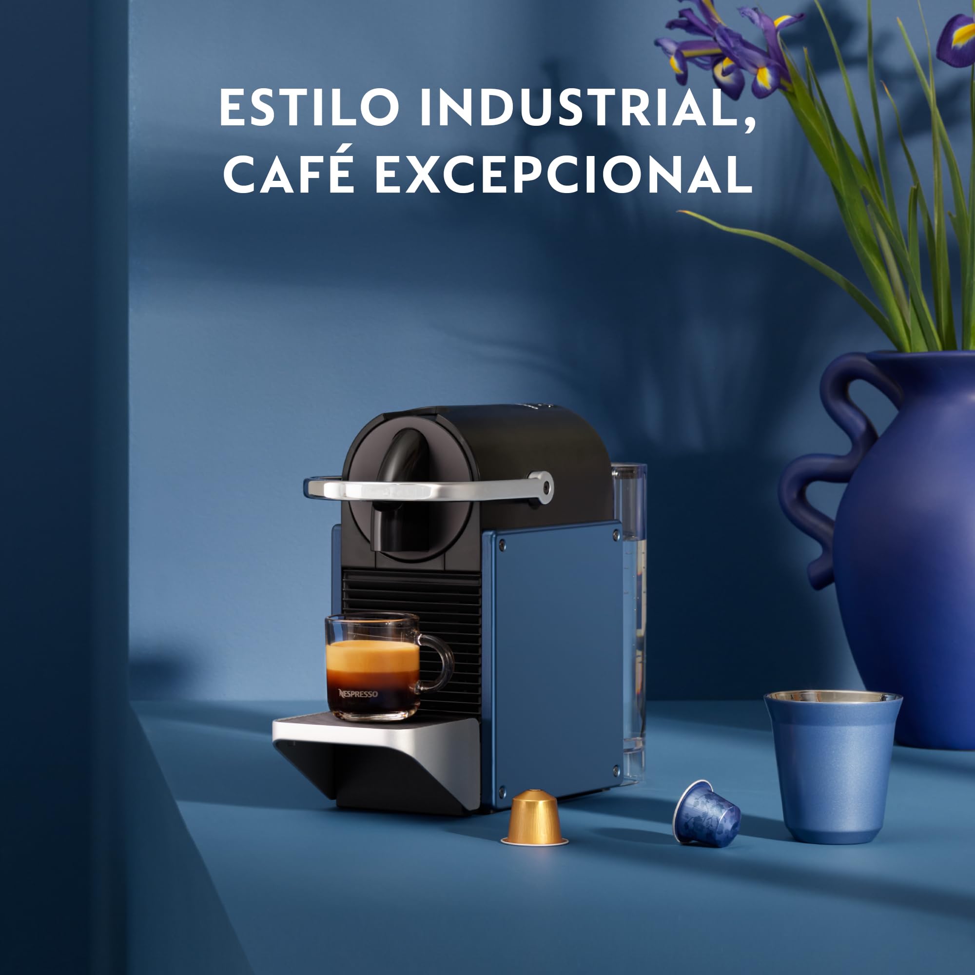 Nespresso De'Longhi Pixie EN127.BL, Máquina de Café en Cápsulas, Espresso y Café Lungo, Modo ECO, Diseño Compacto, Sistema de Presión de 19 Bares, Pack de Bienvenida Incluido, 1260W, Blue