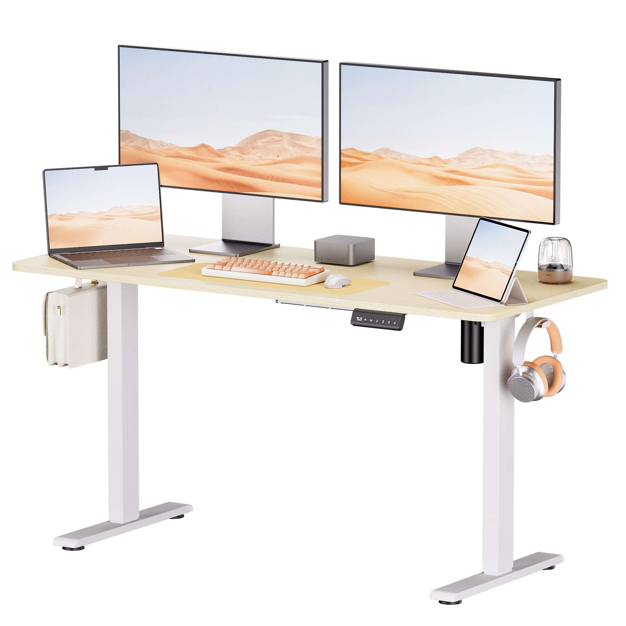 SOHOMACH Electric Standing Desk - Adjustable Height with Memory Preset, 140 x 60 cm Ergonomic Design Home Office Standing Desk