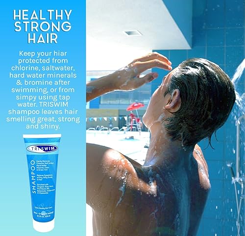 Miniatura 5 de TRISWIM Champú de eliminación de cloro  Elimina suavemente el cloro, el agua salada y la acumulación de agua dura  Alivia el cuero cabelludo seco y
