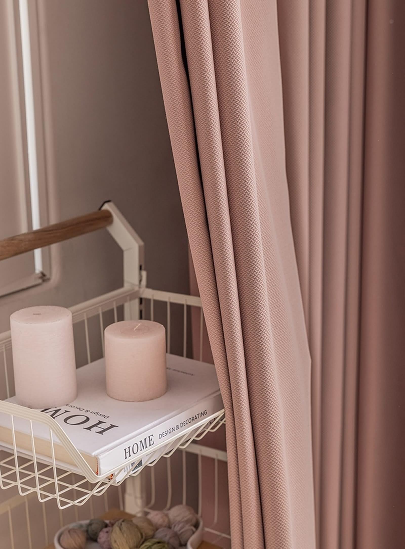Rideau de Fenetre Interieur Salle de Bain, Voilage Fenetre Boheme Texture Géométrique Rose Gris Voilage Fenetre Vintage Polyester Lot de 2 137x160cm