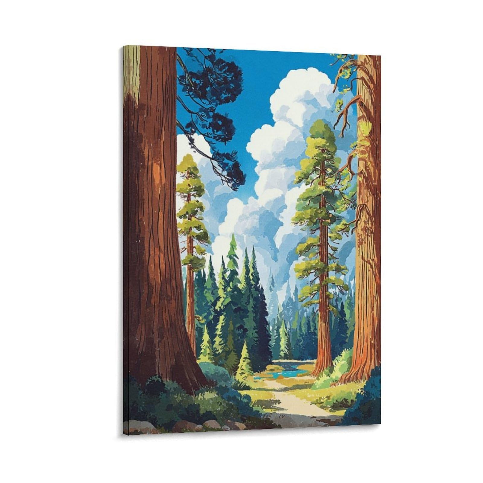 ZBBGGOZ Big Basin Redwoods State Park Posters 24x36inch(60x90cm) Vintage Watercolor Canvas Art