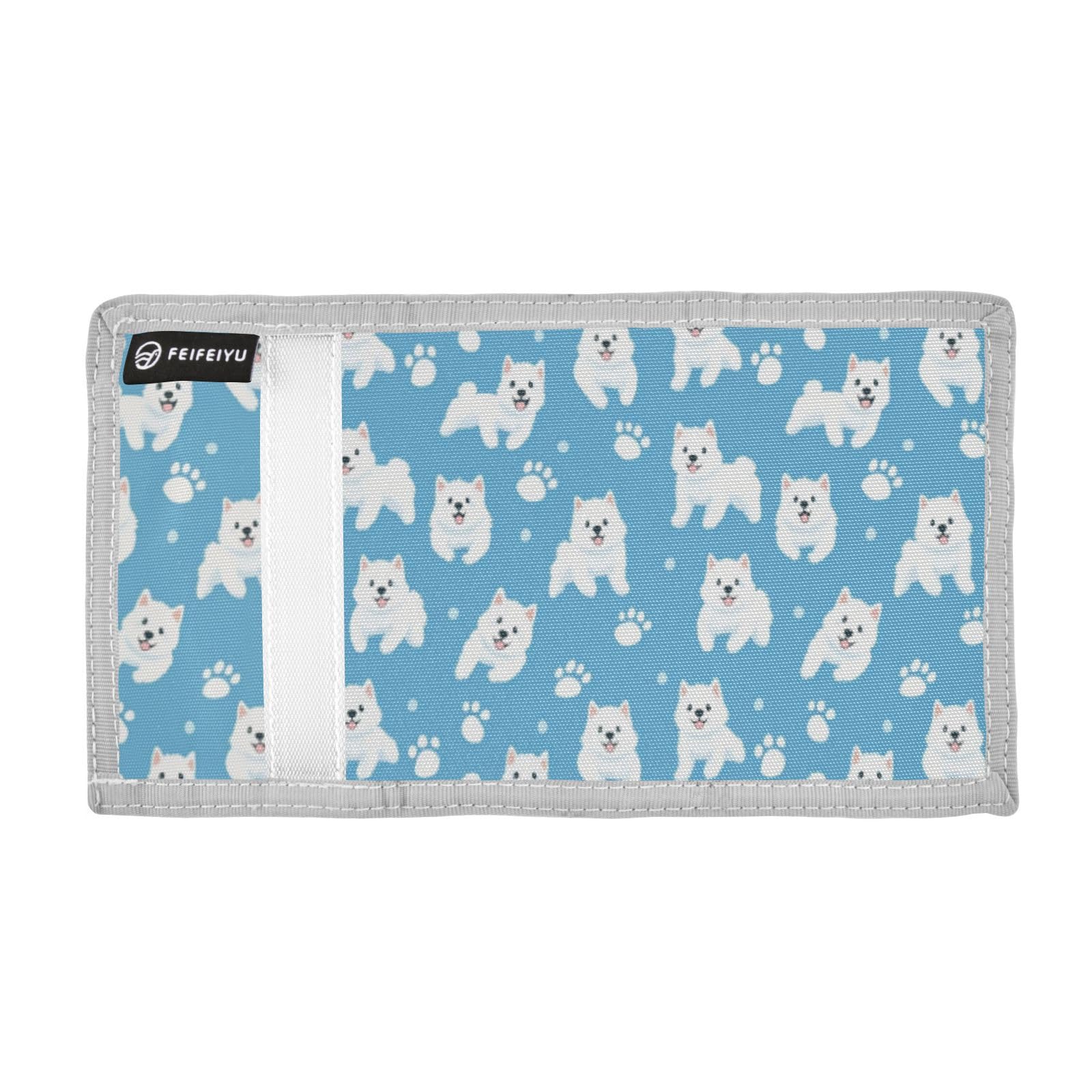 Wusikd Cute Samoyed Kids Wallet for Boys Girls Dogs Paws Toddler Trifold Wallet Novelty Wallet for Teens Women Men