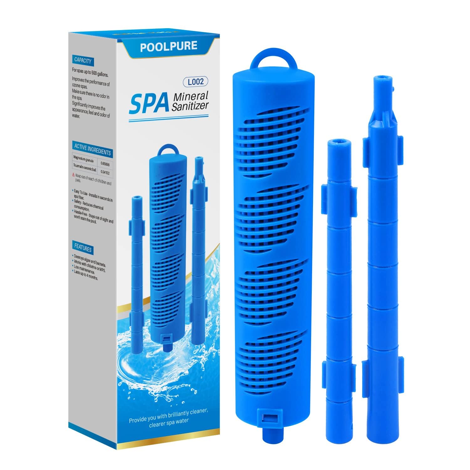 POOLPURE Hot Tub Mineral Stick, Silver Mineral Ion Cartridge, Spa Silver Ion Sanitizer (1 Pack)