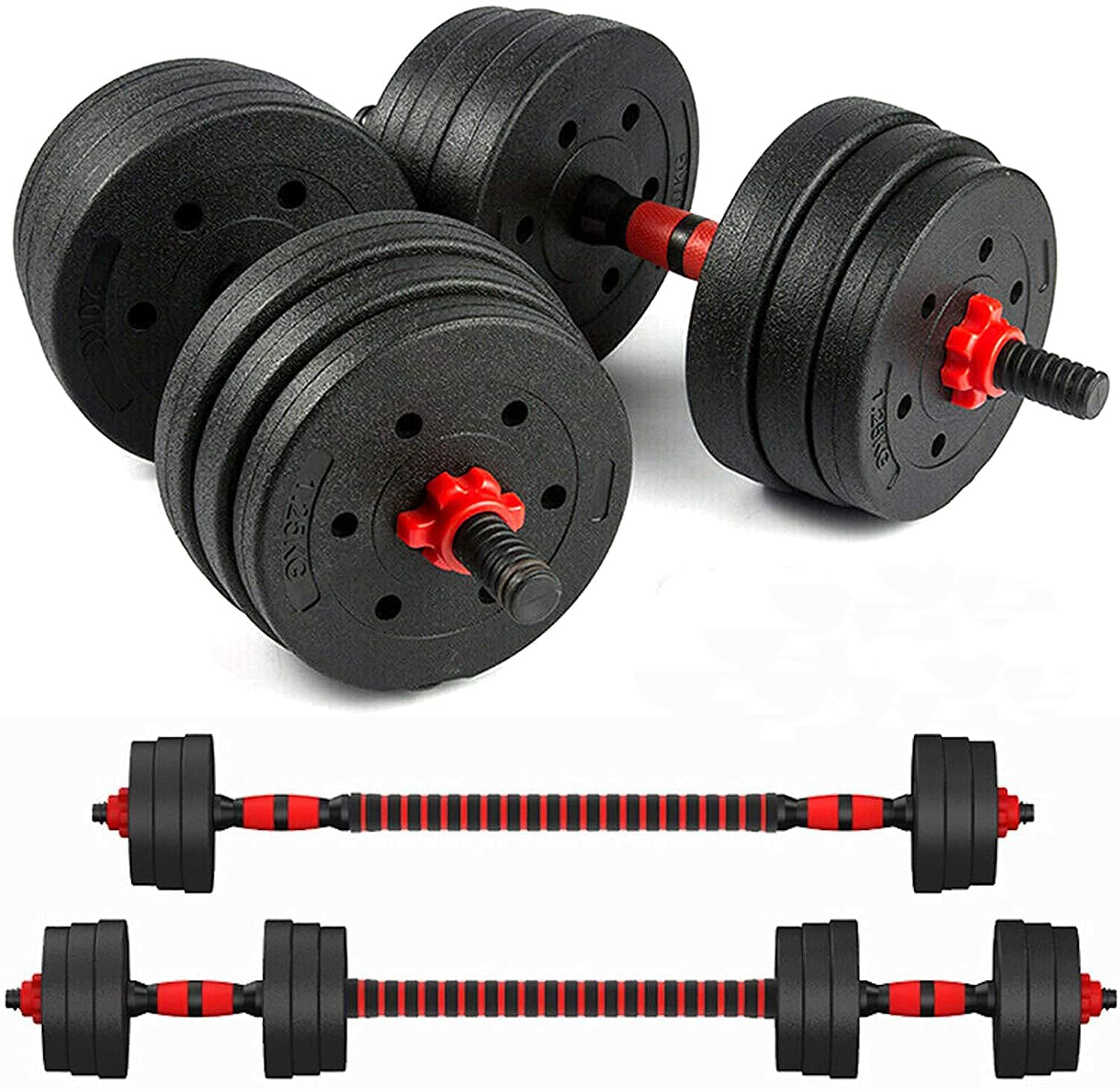 IRIS Fitness 3 in 1 Adjustable Dumbbell Barbell Set With Connecting Rod, Plates and Collars for Personal Home Gym Fitness Workouts and Strength Training, Non-Slip Handle Grips (20kgs/44lbs) Black (B095GV6QTK) Amazon Price History, Amazon Price Tracker