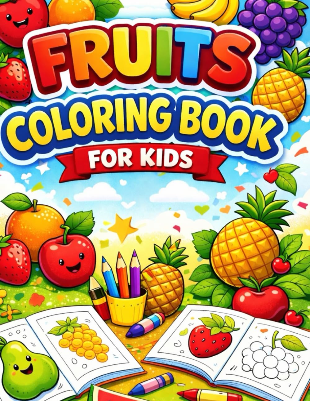 Fruits Coloring Book for Kids: 12 Easy Fruit Pictures to Color