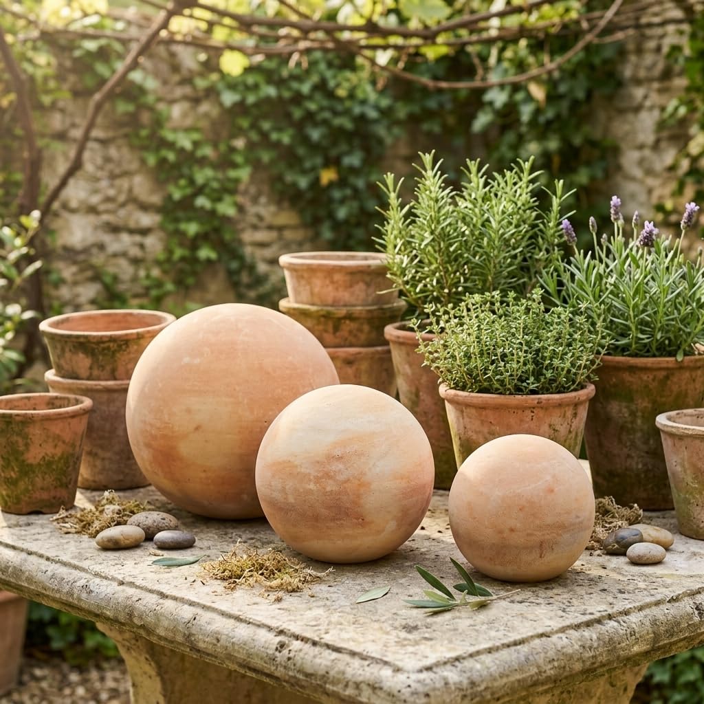 teramico Boules en Terre Cuite massives pour Durer : formées à la Main, résistantes au Gel et dans de Nombreuses Tailles pour Le Jardin (12cm, 16cm, 20cm et 28cm)