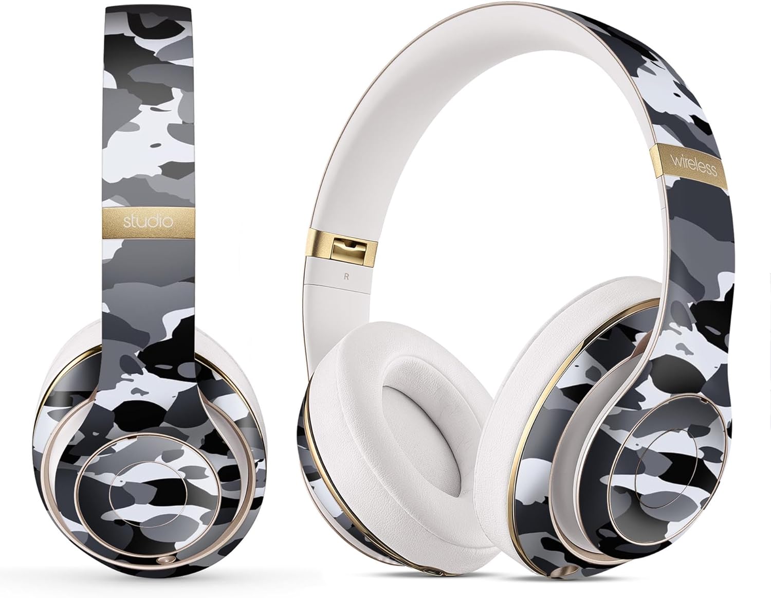 DesignSkinz - Compatible with Beats Studio 2/3 Wireless - Skin Decal Protective Scratch Resistant Vinyl Wrap - Traditional Black & White Camo