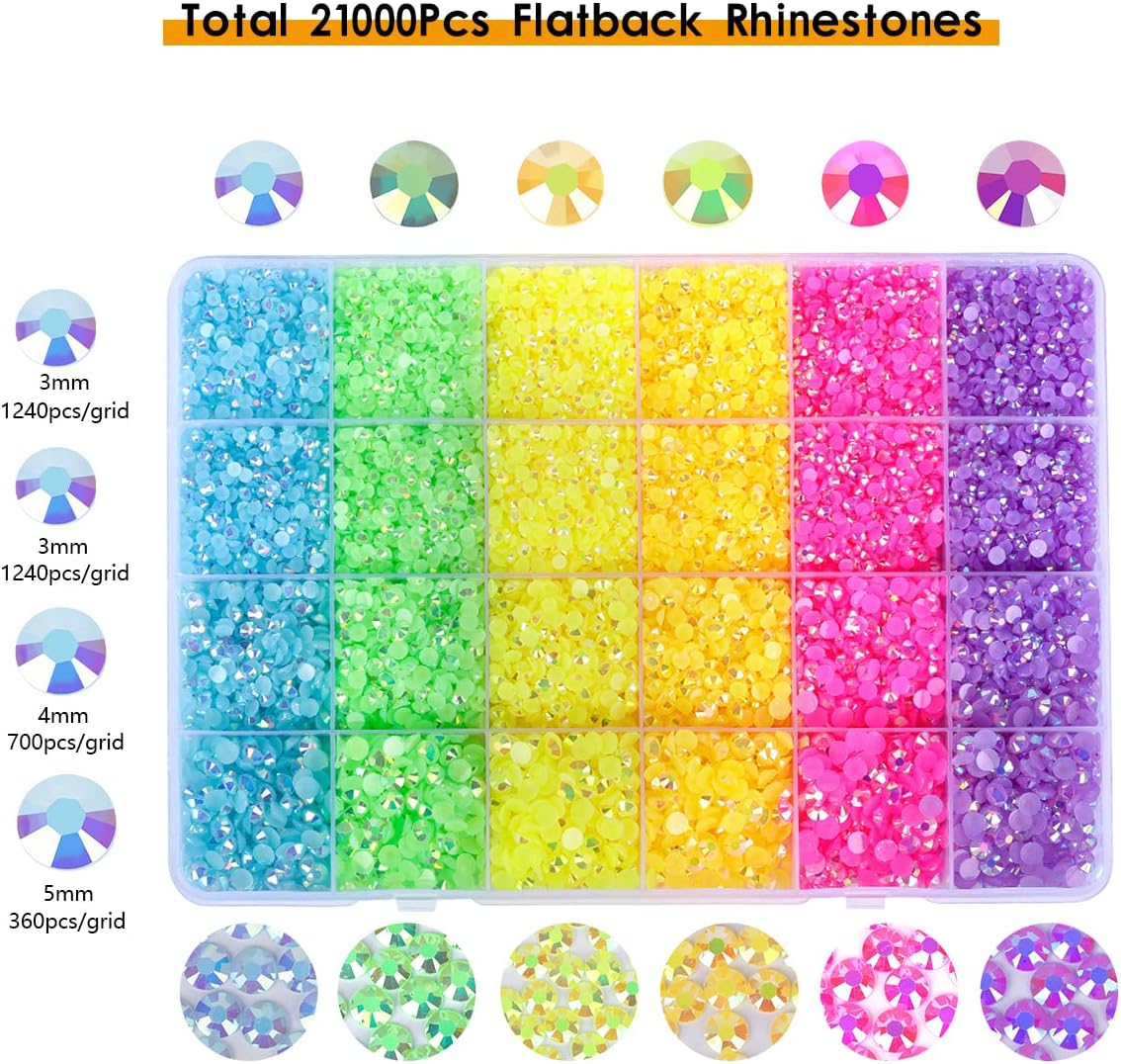 42000 Pcs Rhinestones Flat Black Resin Jelly Crystal Gemstones for Crafts Nails Makeup Tumbler Shoes DIY Decoration(Halloween Rhinestones+Jelly Rhinestones)