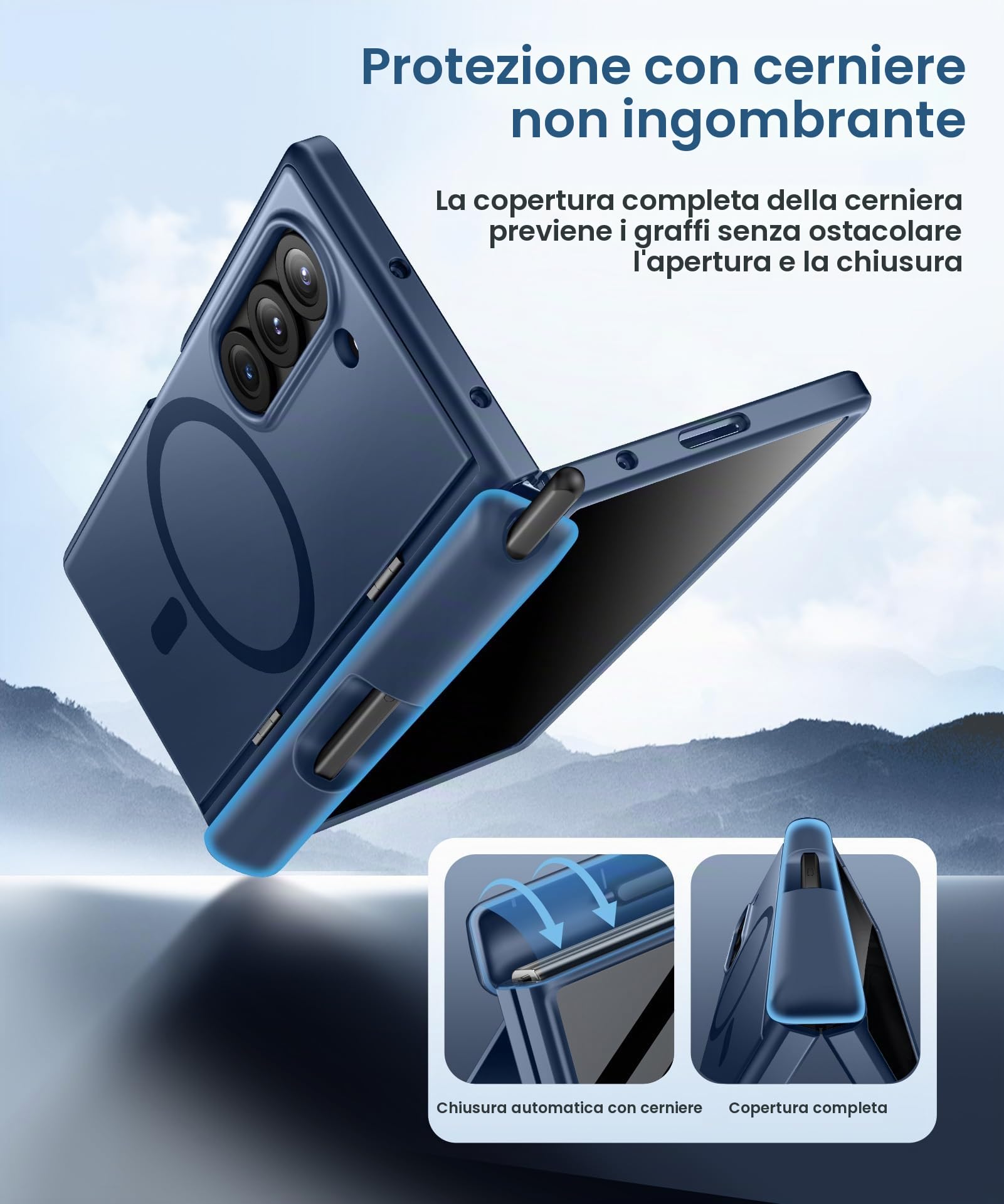 BERFY Custodia per Z Fold 6 con pellicola protettiva per lo schermo della privacy, compatibile con MagSafe] [Anti Spy] Portapenne S integrato e cavalletto, custodia antiurto integrale per Samsung
