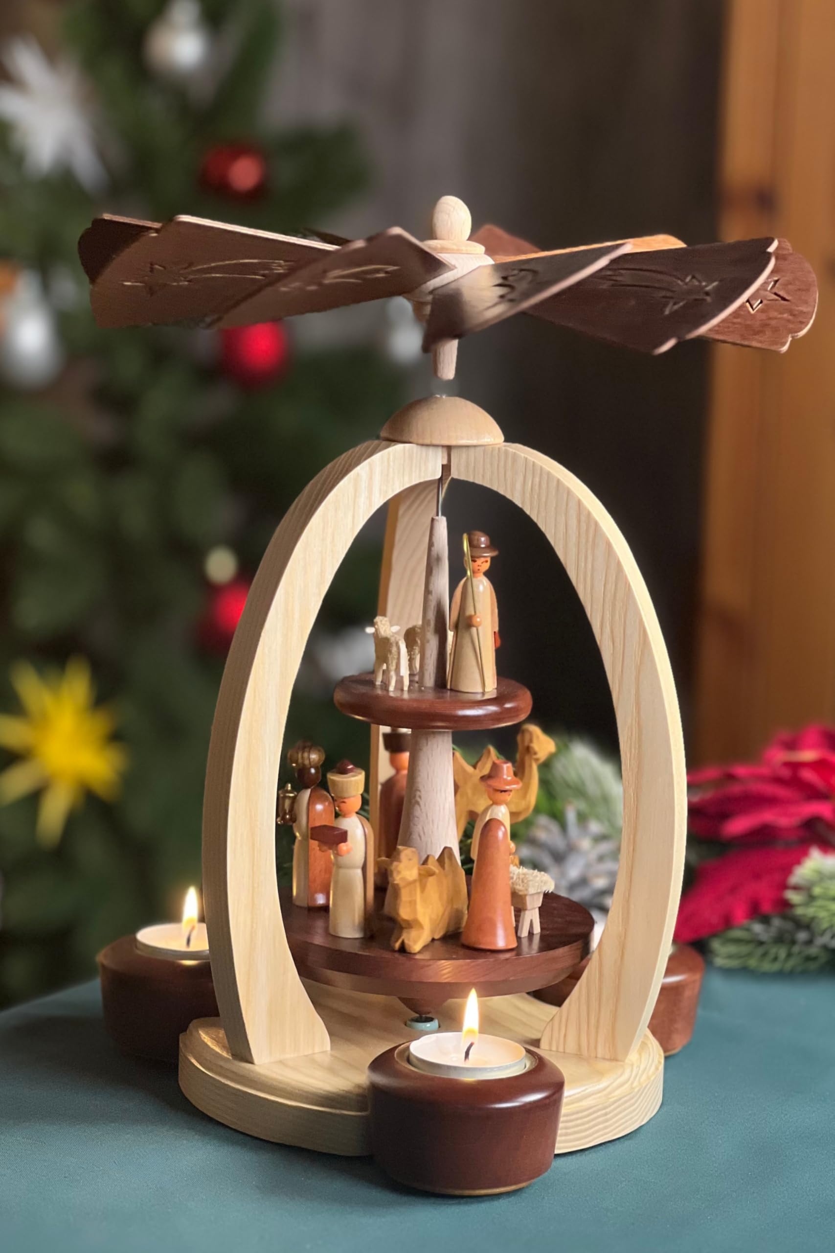 2-stöckige Weihnachtspyramide Christi Geburt Exklusiv - 28 cm - 100% Erzgebirge Pyramide