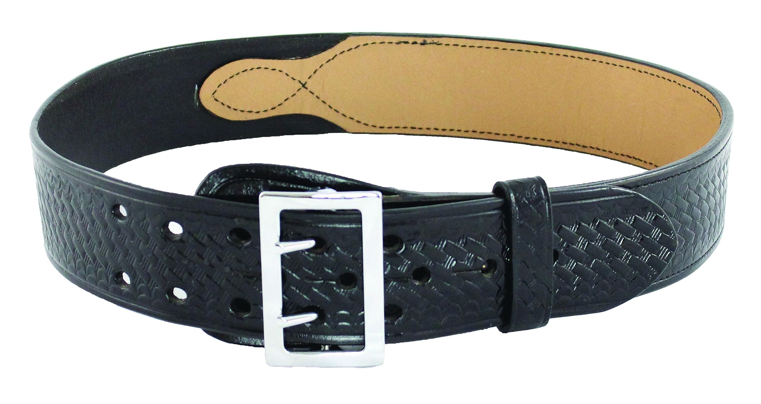 First Class Leather Sam Browne Police, Sheriff, and Security Leather-Lined, 2.25" Width Plain and Basketweave Duty Belt