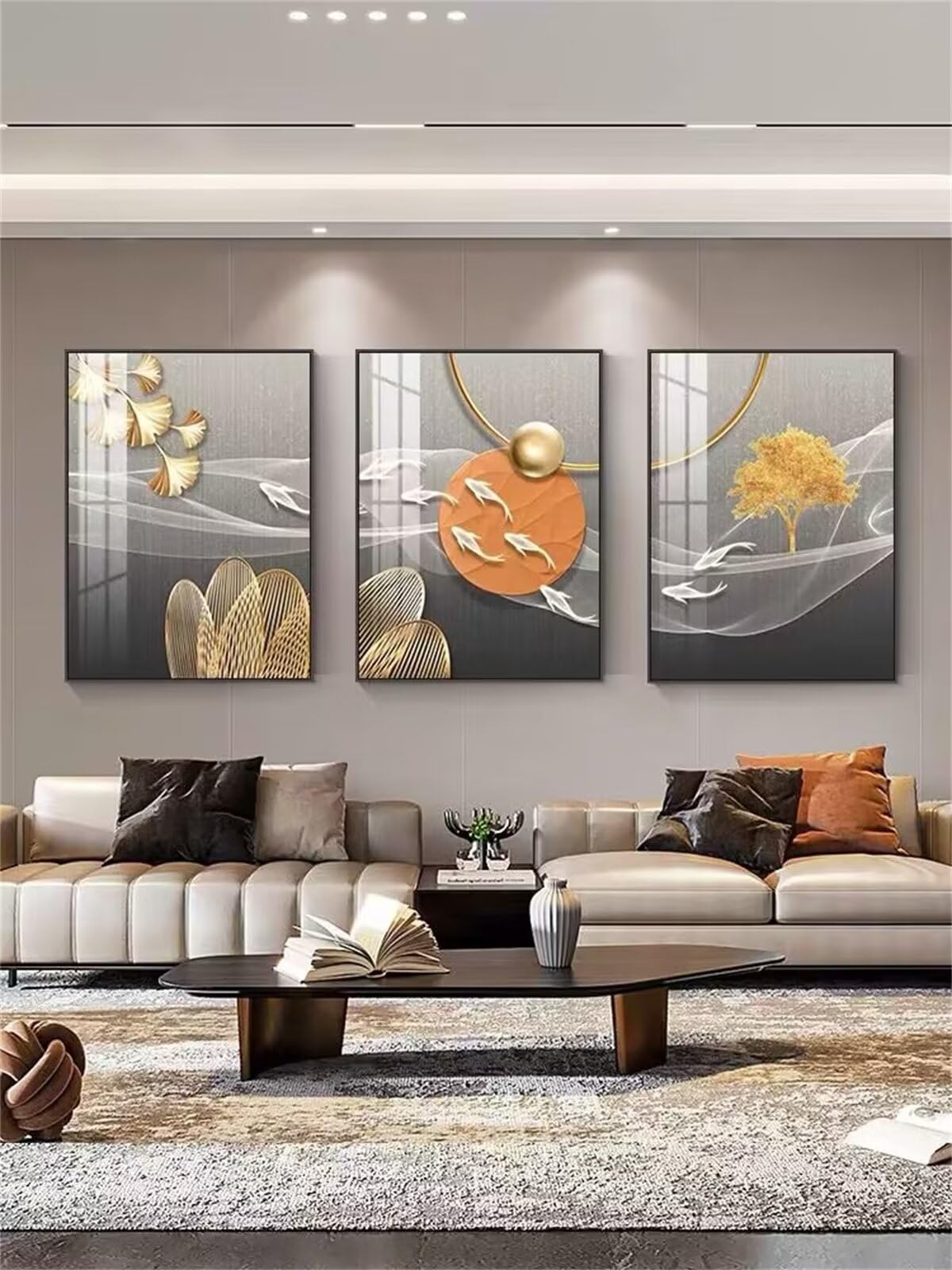 Diamond Painting Arbre à poisson 3 Pcs 5D Kit Complet 60x80cm Loisirs Créatifs