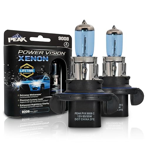PEAK 9008 Power Vision XENON Bright White 65/55-Watt Headlights, Pack of 2 - Ultra