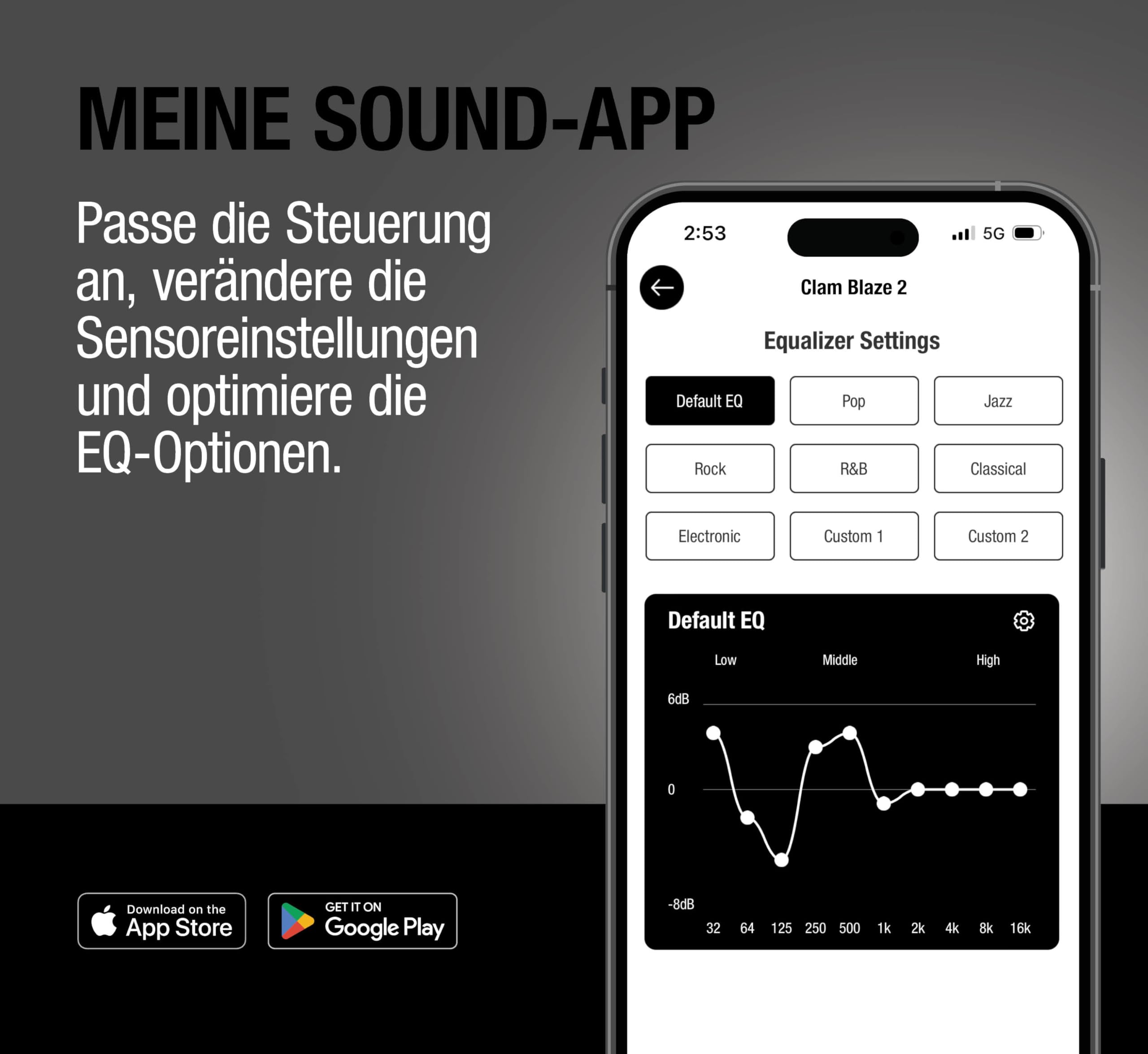 Fresh 'n Rebel Clam Blaze 2, Kabellose Over-Ear-Kopfhörer, 80 Std. Akkulaufzeit, Bluetooth 5.3, My Sound App, Mikrofone für klare Anrufe, Klappbar, Klickbare Tasten, Schnellladen (Storm Grey)