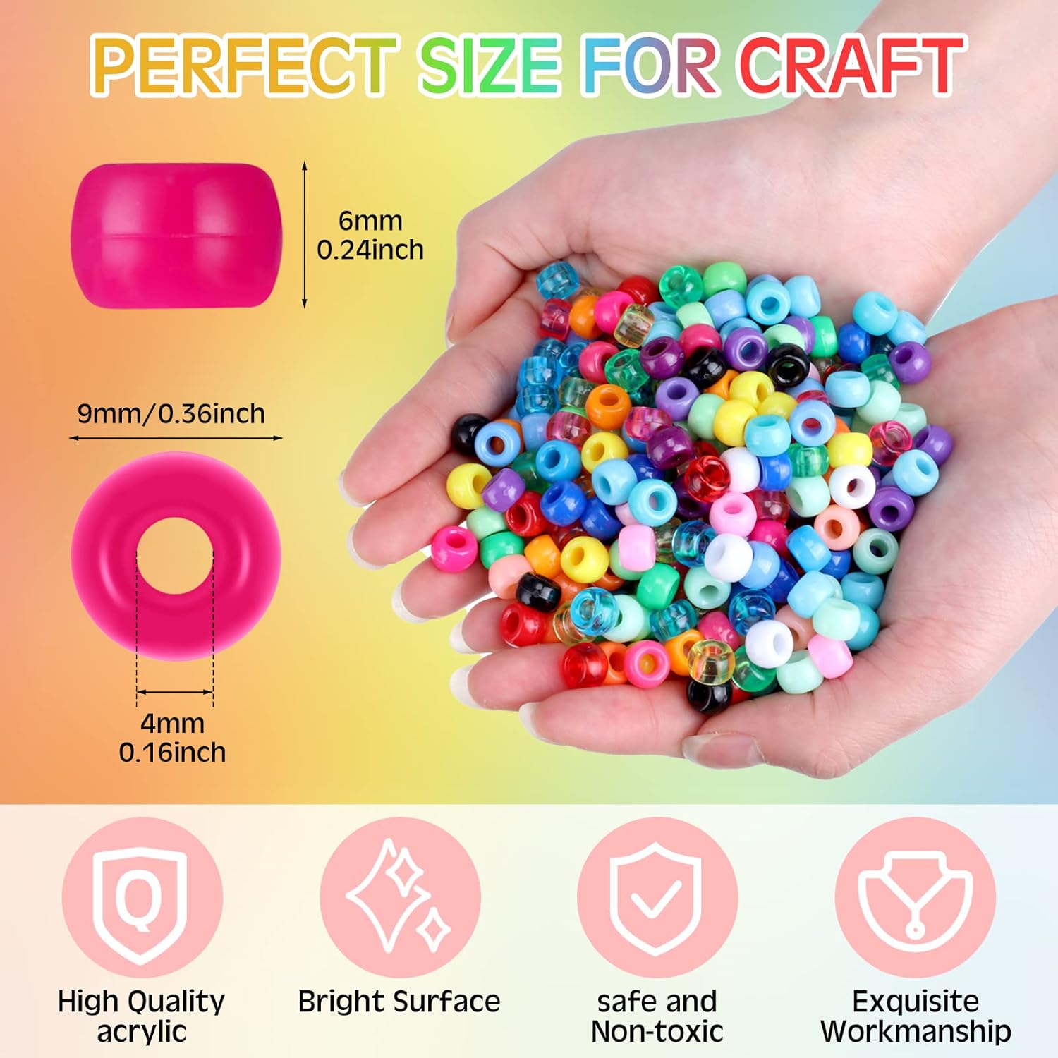 Jexine 10500 Pcs Pony Beads Bulk Plastic Beads for Bracelet Making Hair Braids DIY Necklace Jewelry Making Projects(Round,Mixed Color) - Image 2