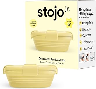 Collapsible Sandwich Box – 24oz, Reusable Food Storage Container, Silicone Bowl for Hot/Cold Food – Meal Prep, Lunch, Camping, Hiking – Dishwasher Safe (Set of 1, Mimosa)