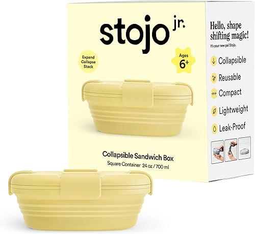 Miniatura 28 de STOJO Caja de sándwiches plegable – 24 onzas, recipiente reutilizable de almacenamiento de alimentos, cuenco de silicona para alimentos Aguamarina