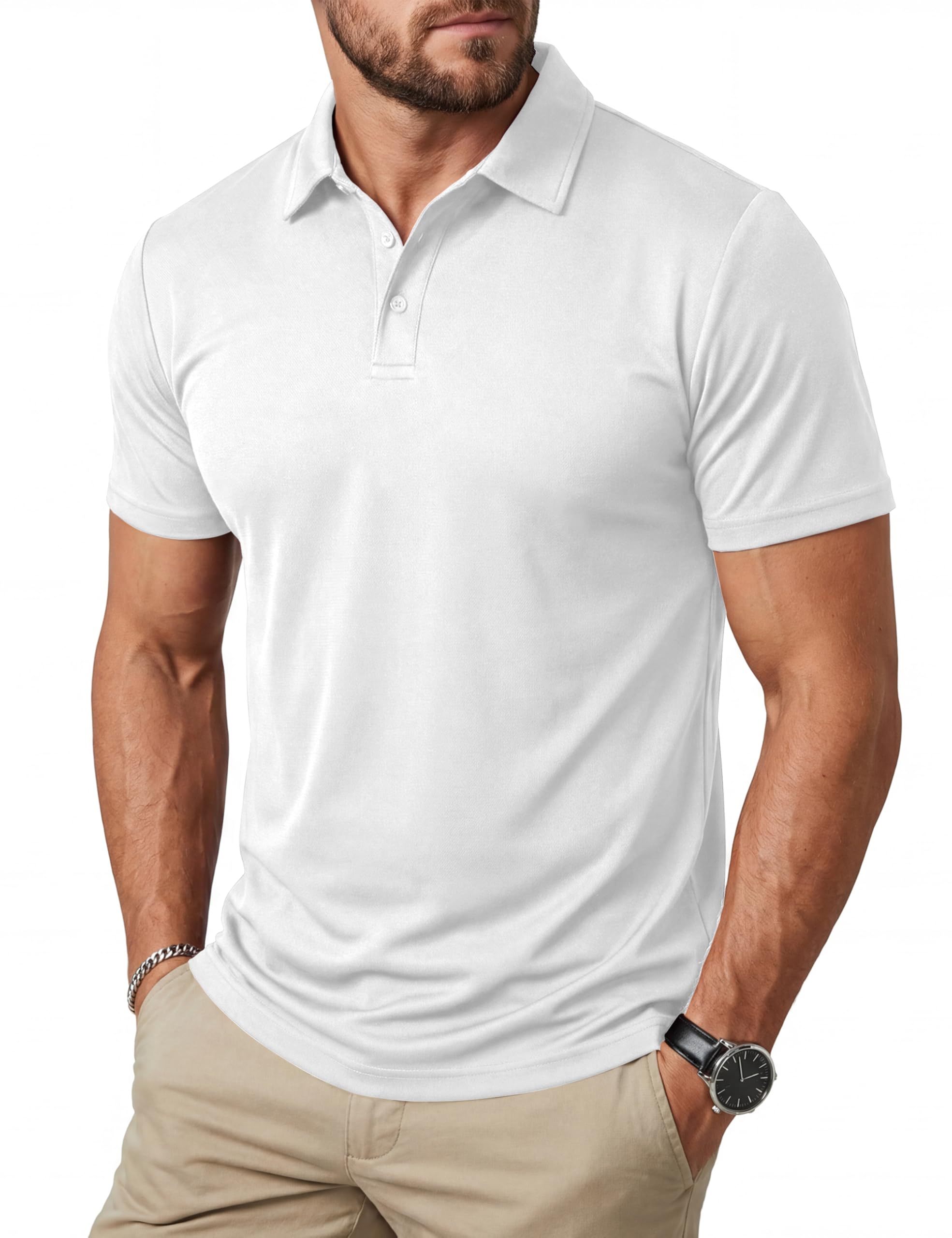 MAGCOMSEN Poloshirt Herren Kurzarm Golf Polo Tshirt Sommer Sport Funktionsshirt Schnelltrocknend Polohemd Wandershirt