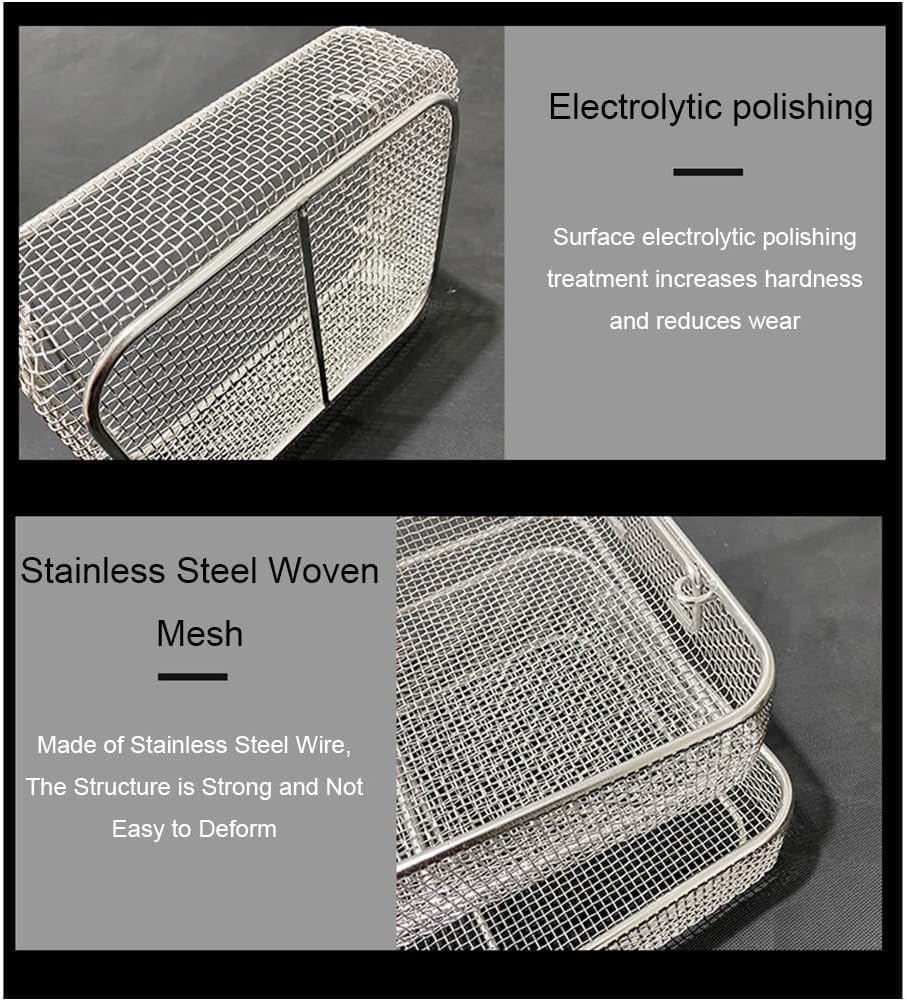 CucCe Sterilisationskörbe für Instrumente Tabletts for medizinische Geräte, perforierte Netzkörbe aus Edelstahl for chirurgische Versorgungsräume(40 * 20 * 7cm)