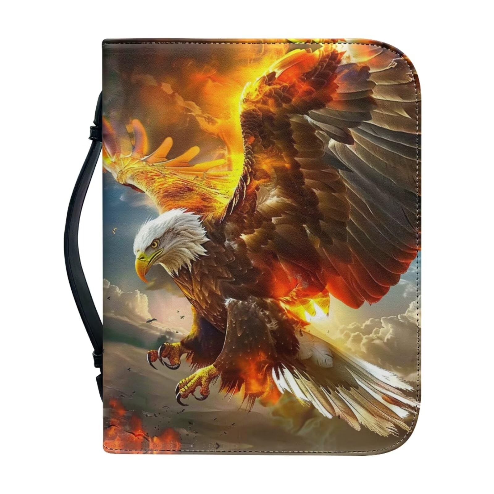 Ceudet Large Bible Cover for Men, Carrying Book Case Church Bag Biblew/Pen Slots and Zippered Pocket, Gift for Women Lady,Bald Eagle,2XL — image 1