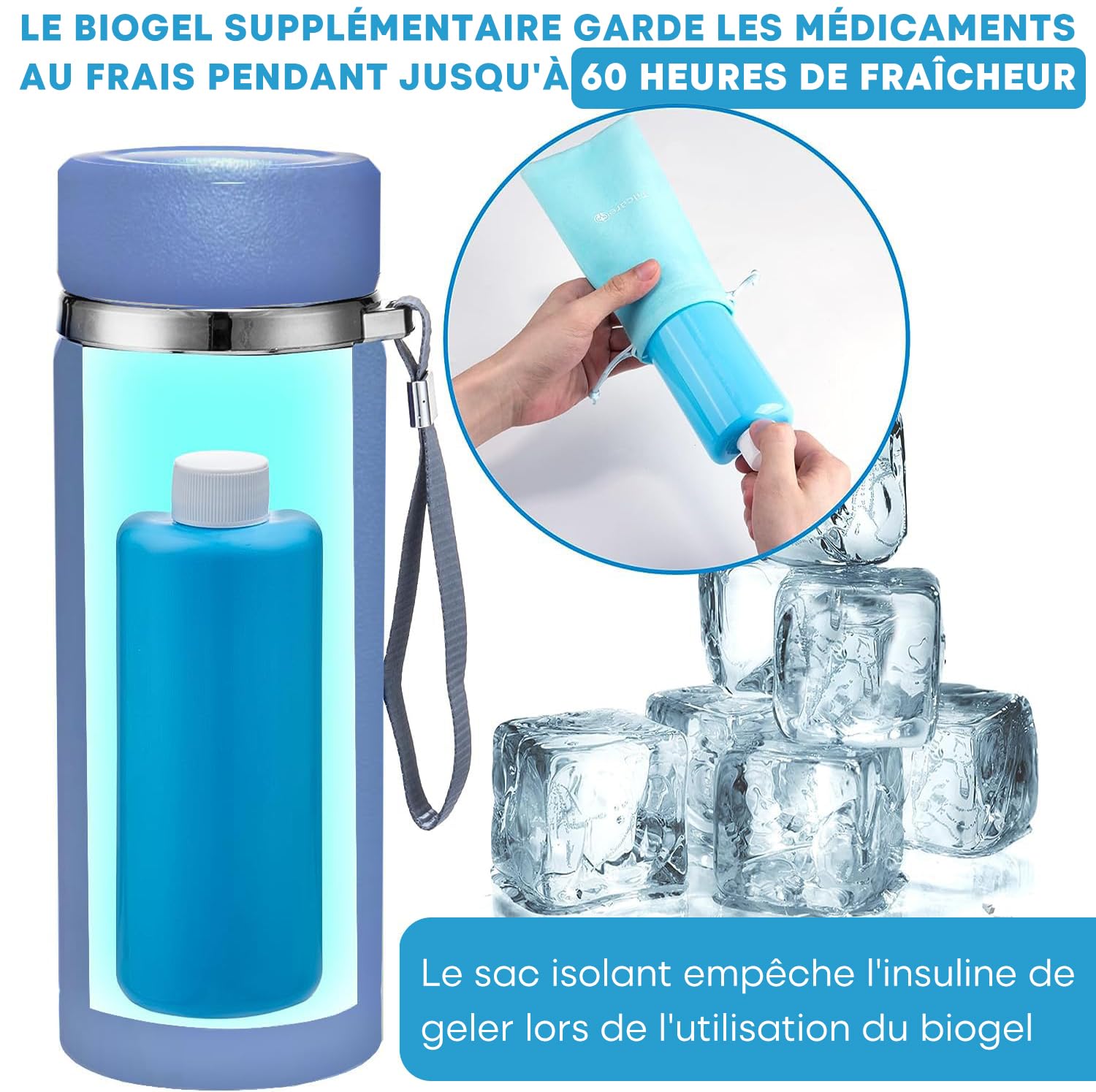 Trousse isotherme insuline électrique de voyage avec chargeur USB Tilcare - Kit de refroidissement des médicaments approuvé par le TSA