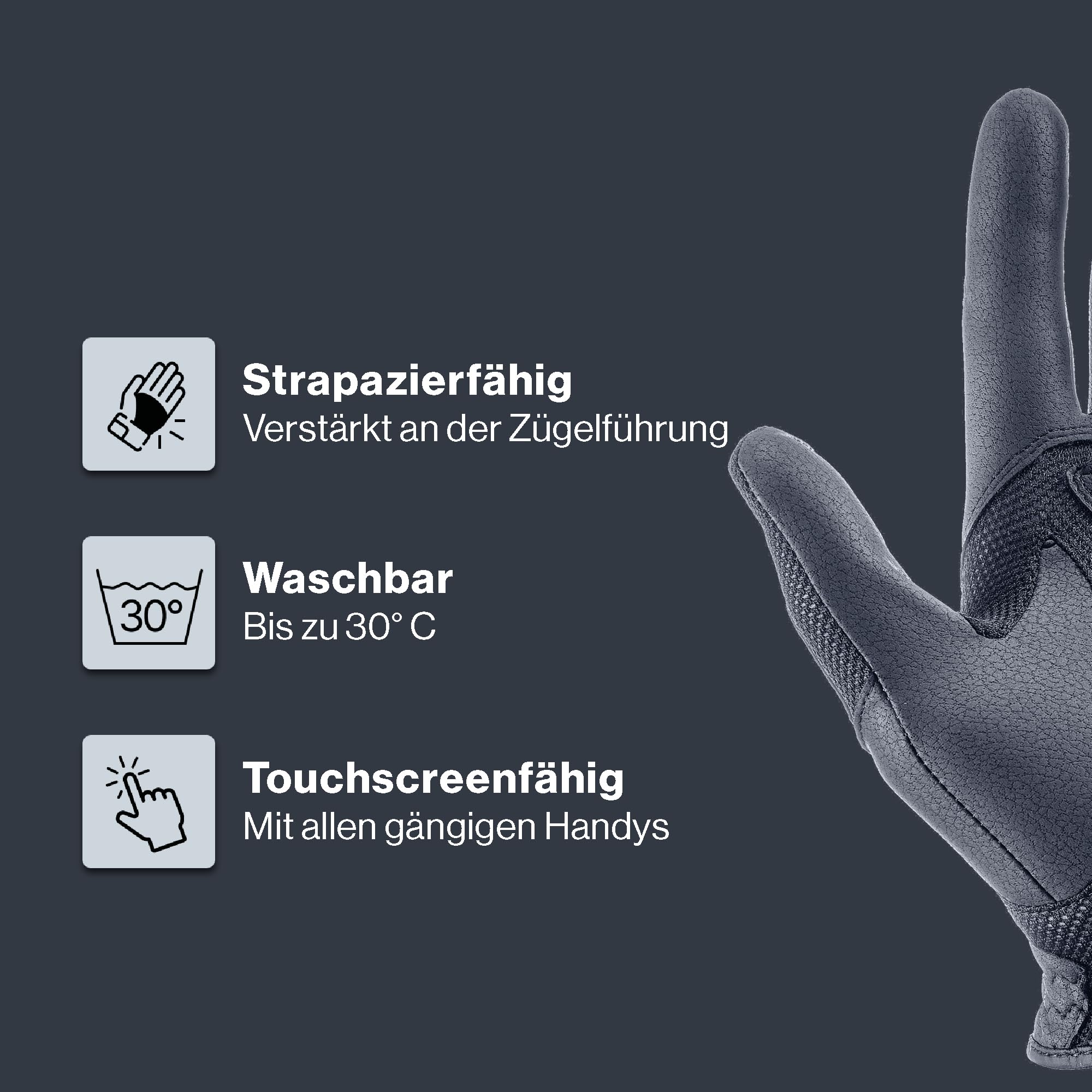 ventraxion - Flexibler Reithandschuh für Damen und Herren - exzellenter Grip & strapazierfähig - touchscreenfähig - 4D-Stretch an Fingern