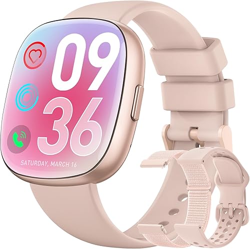 Reloj inteligente rastreador de fitness para mujer reloj de fitness con Blutooth Call 247, monitor de sueño SpO2 de frecuencia cardíaca IP68,