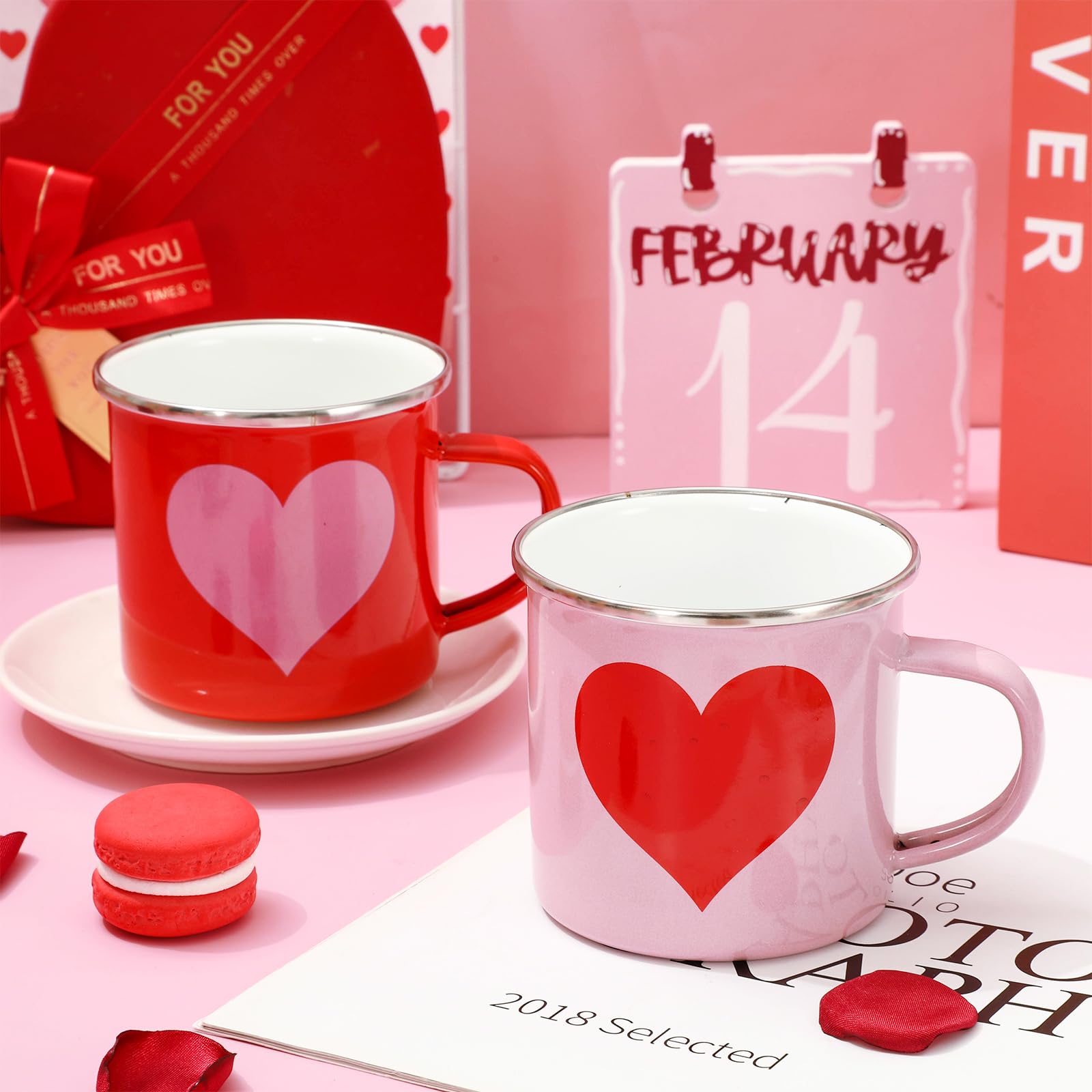 Amazon.com: Whaline 2Pcs Valentine's Day Enamel Mug Set Red Pink Heart Coffee  Mug Love Heart Drinking Cups for Valentine's Day Wedding Party Supplies  Table Centerpieces, 12oz : Home & Kitchen
