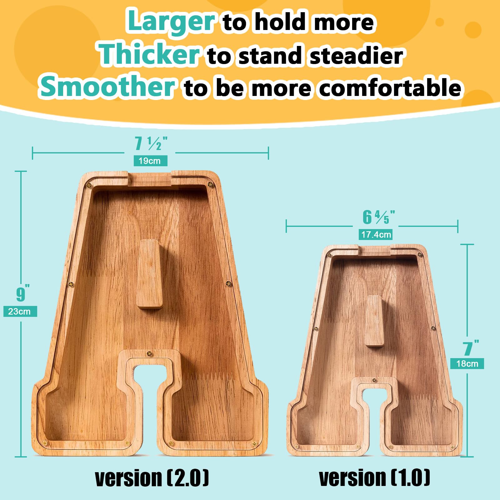 Summidate Salvadanaio con Lettera in Legno A-Z, Banca dei Soldi Personalizzato per Bambini e Bambine | Regalo di Compleanno con Banca di Monete