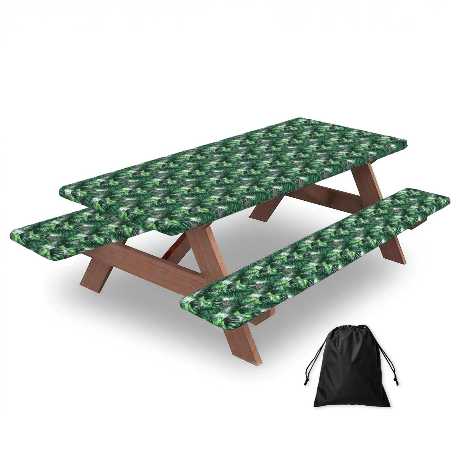 AYYQWE Tropical Palm Banana Leaves Print Picnic Table Bench Cover Outdoor Garden Party Decor Daily Accessory Gift