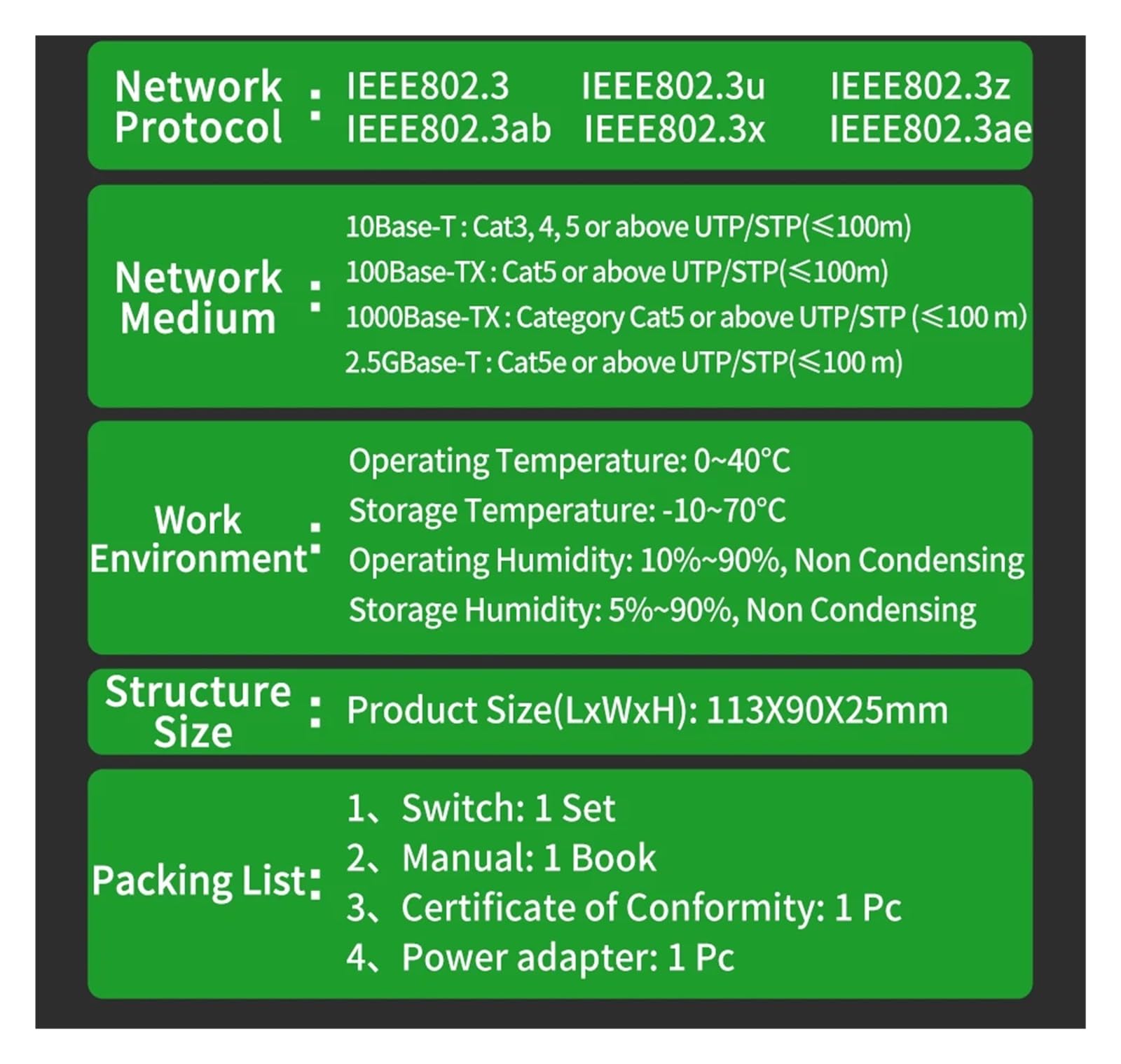 Switch 2.5Gb Switch Ethernet RJ45 a 4 Porte 2.5G con 2 Porte 10G SF.p+ Switch di Rete Desktop Non gestito Senza Ventola
