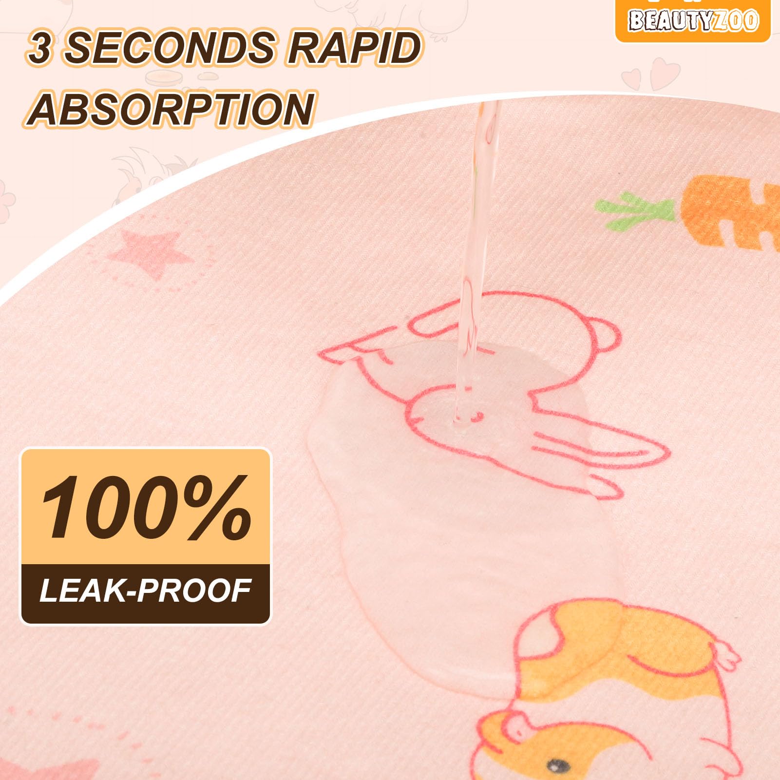 BEAUTYZOO Waschbare Urinierunterlagen für Meerschweinchen, 40,6 x 61 cm, wiederverwendbare Käfigeinlagen, doppelseitig, weiche Fleece-Bettwäsche, saugfähige Matte für Kleintiere, Kaninchen, Hamster