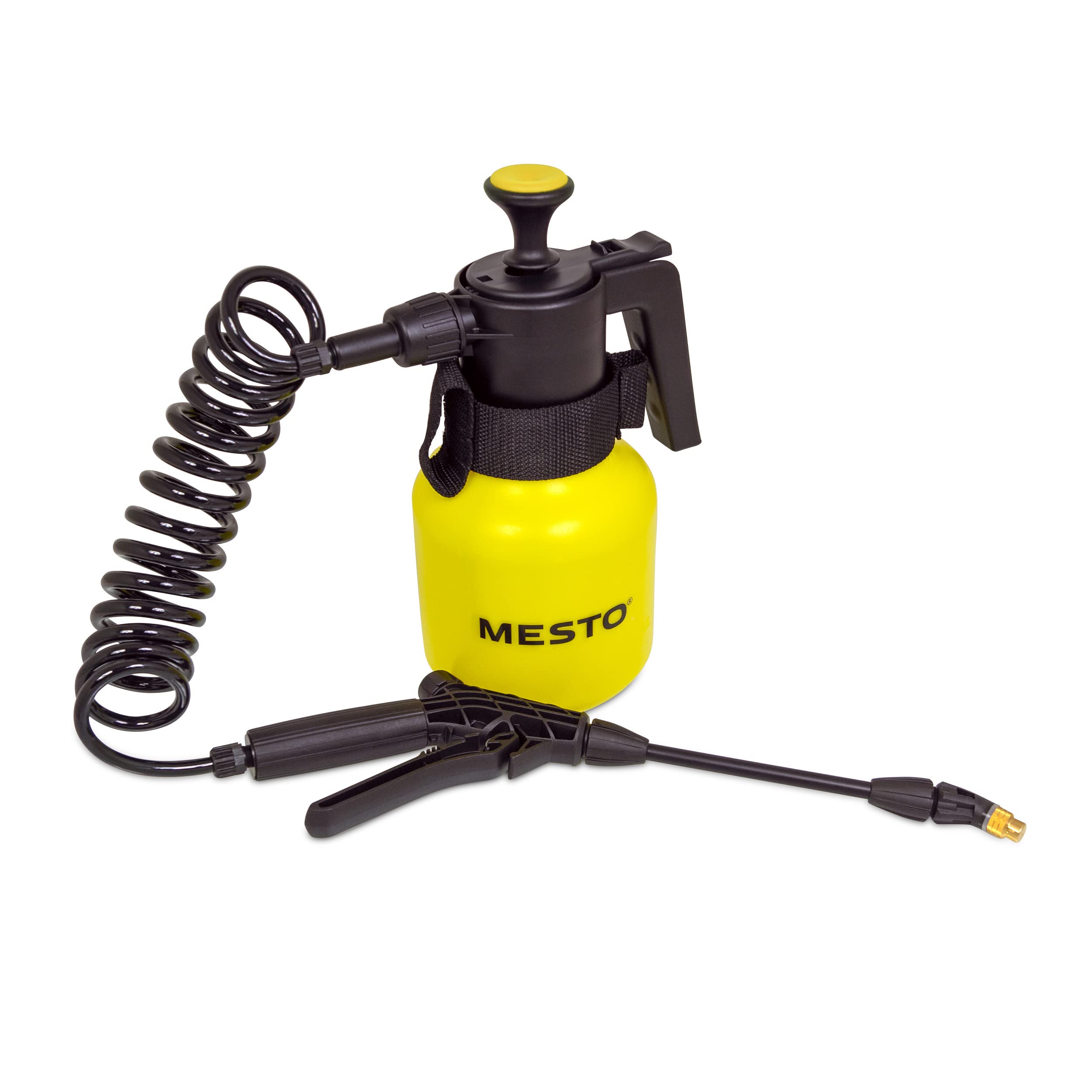 Mesto 3132GM - Pulverizador a presión portátil (3 Bar, Capacidad 1,5 L, Tubo en Espiral, Recipiente de plástico)