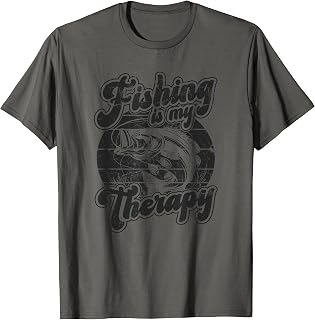 Fishing Is My Therapy, Groovy Retro Fisherman Funny Fishing T-Shirt