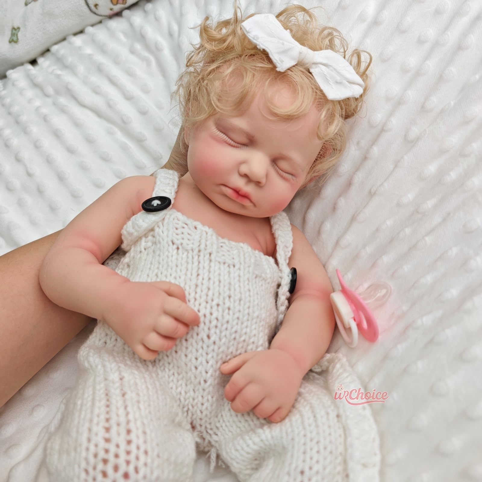 20 Zoll Vollkörper-Silikon-Babypuppe mit Haaren, 50 cm lebensechte Reborn-Babypuppe mit geöffnetem Mund, schlafende Neugeborenen-Puppe, anatomisch korrekt (Girl)