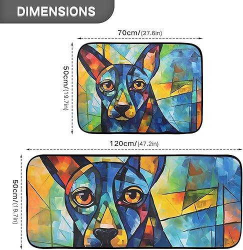 Miniatura 3 de Painting Dog Abstract Kitchen Mat 2 Pcs Set, Low Pile Kitchen Rugs Cushioned Water Absorbent Washable Floor Mats for Kitchen Sink Laundry Room