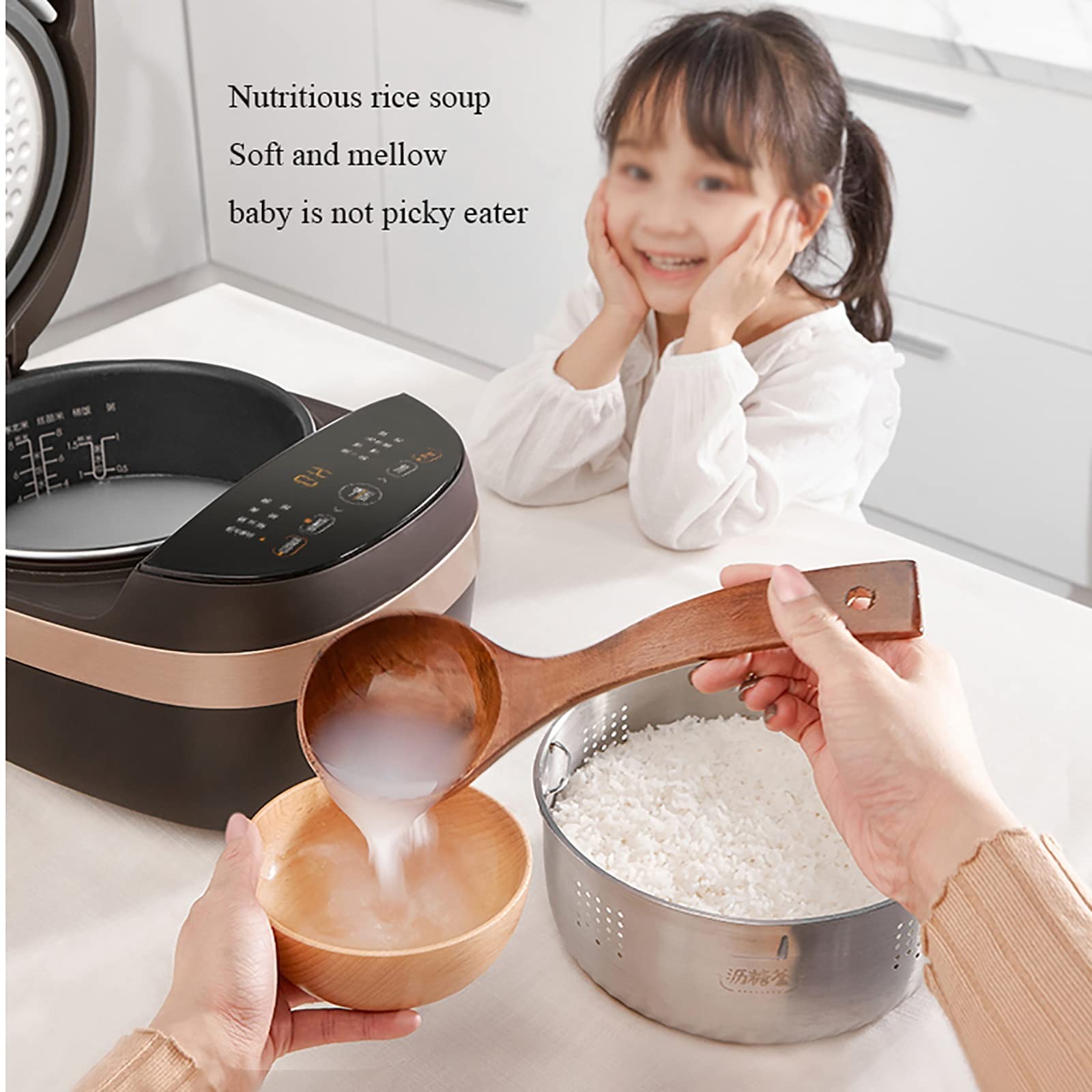 Cuociriso a Basso Contenuto di Zucchero (4L) Multifunzione per Uso Domestico Rivestimento Antiaderente Zuppa di Riso Separata per 1-6 Persone 220-240 V