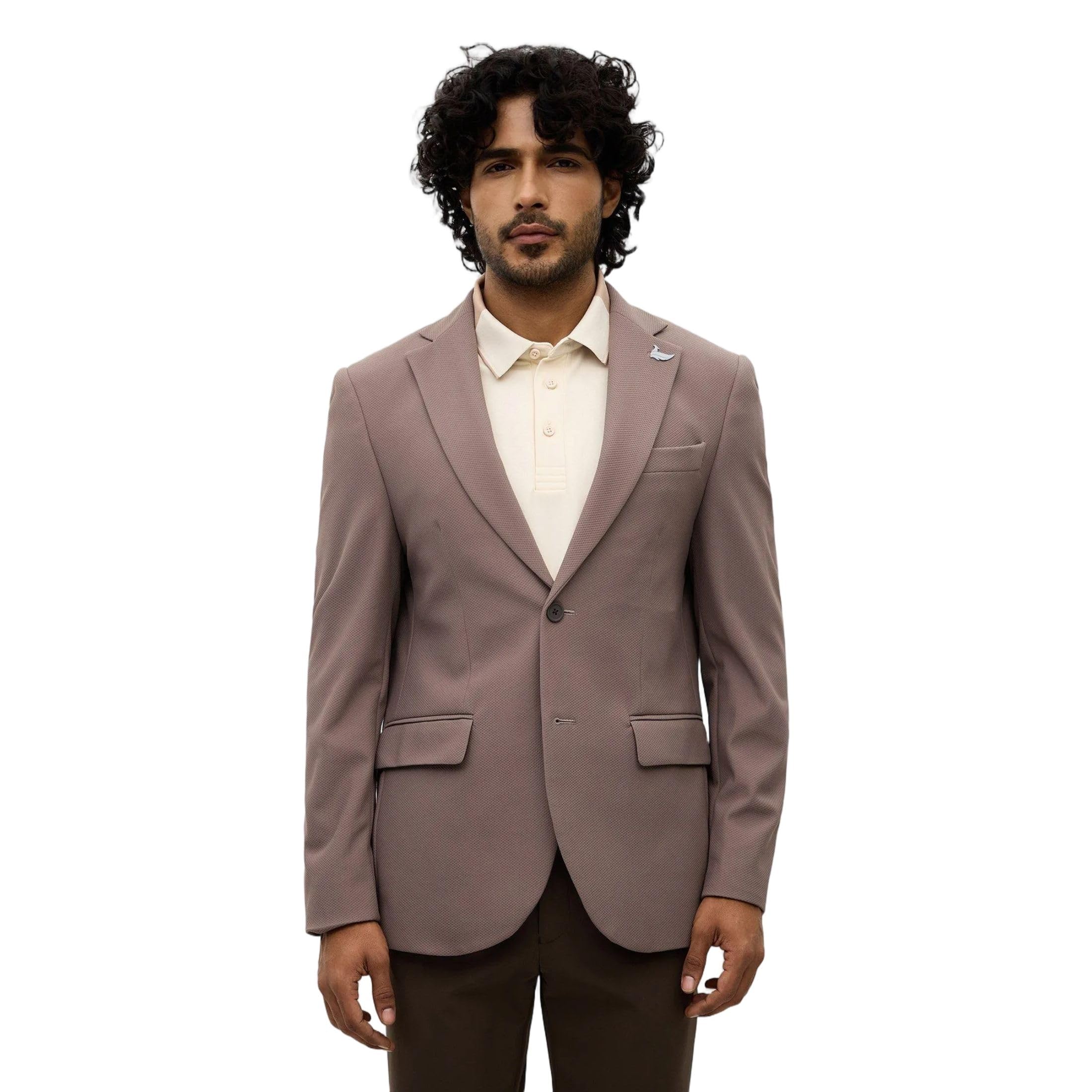 blackberrys Men's Light-Grey Textured Slim-Fit Blazers |Office Wear-picture-49