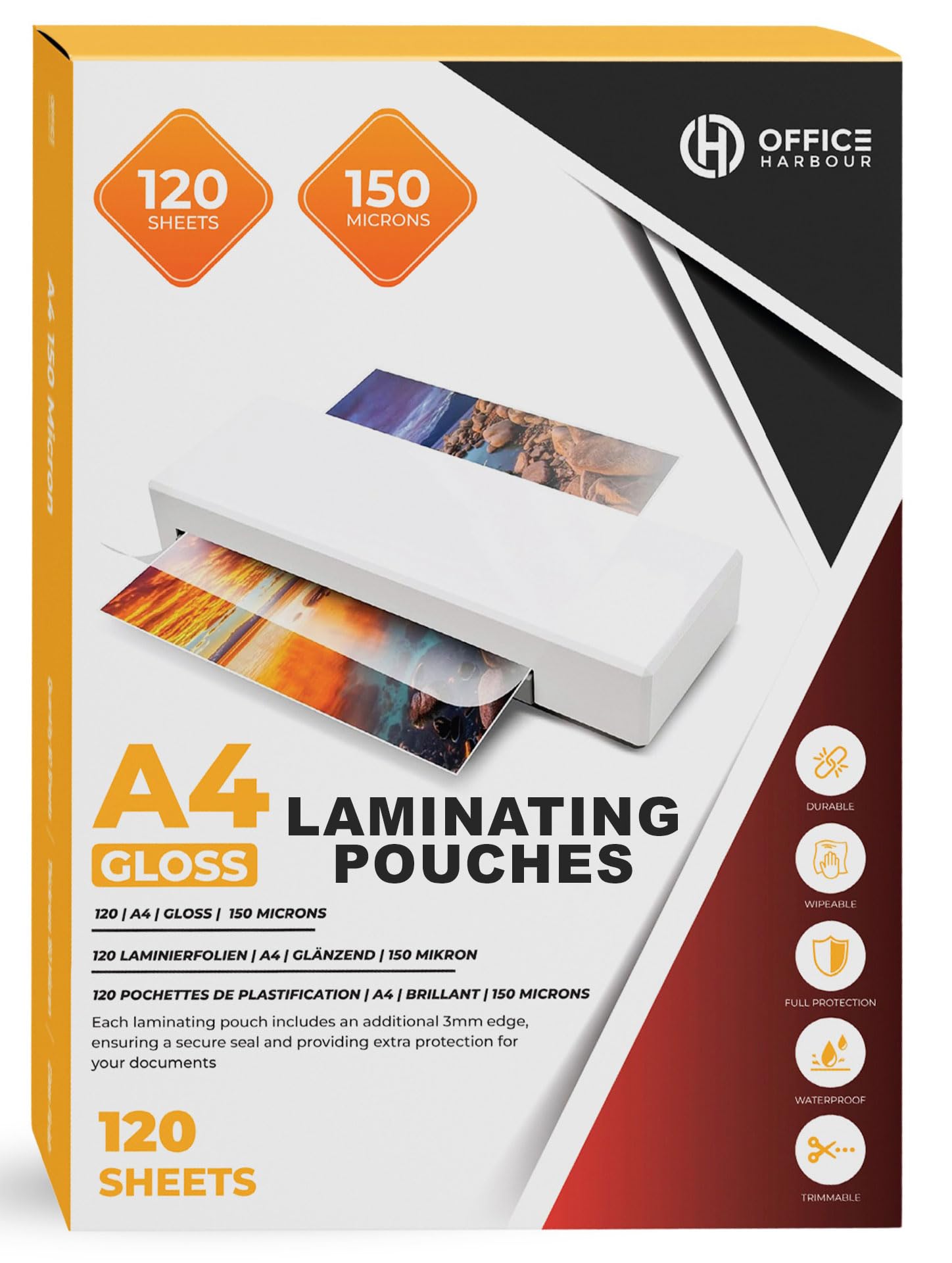 A4 Laminating Pouches - 120 Sheets, Gloss