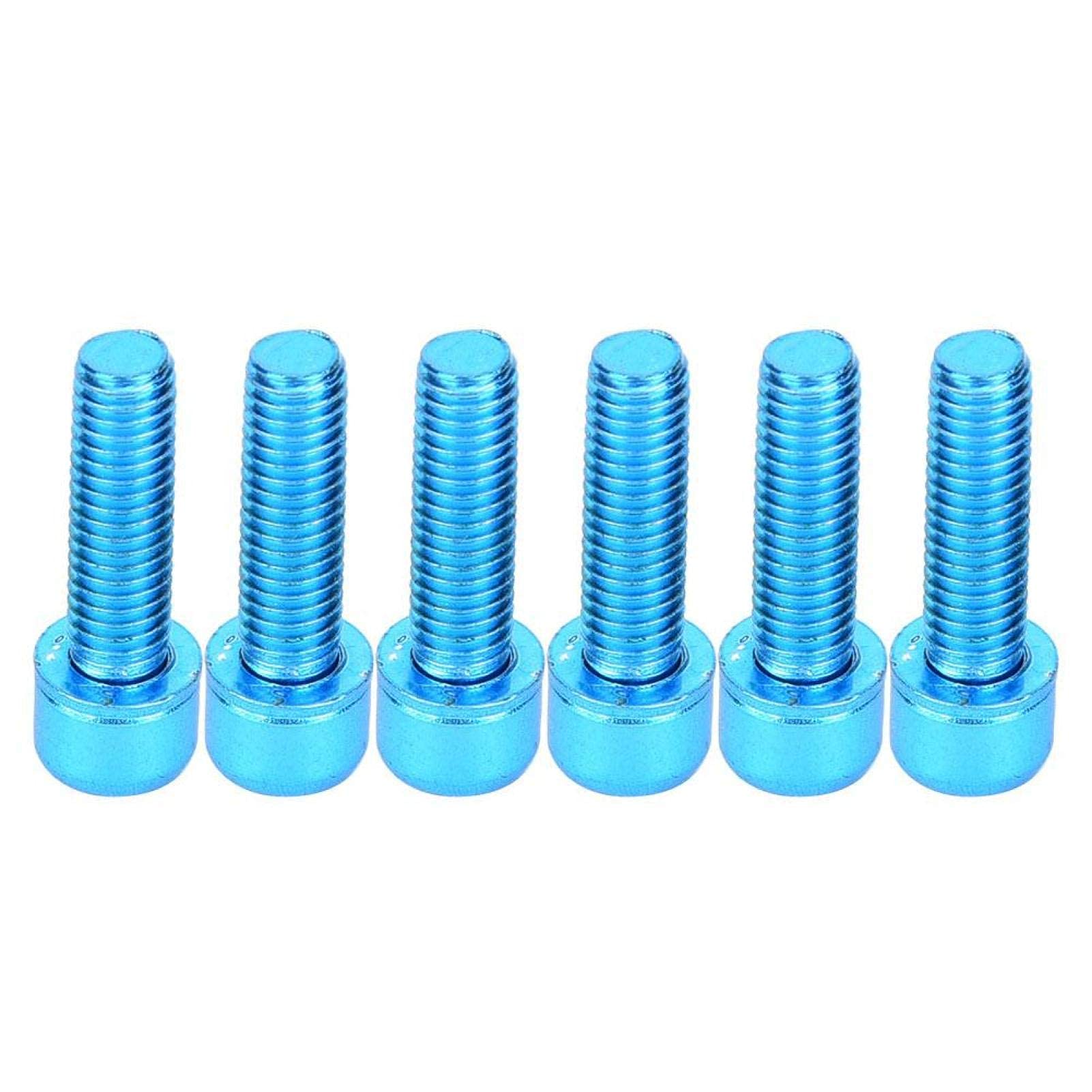Bulloni Portaborraccia Bicicletta 6 Pezzi Viti Titanio M5x25mm Testa Cilindrica Esagono Incassato Blu Accessori Ciclismo Leggeri Resistenti per Mountain Bike Road