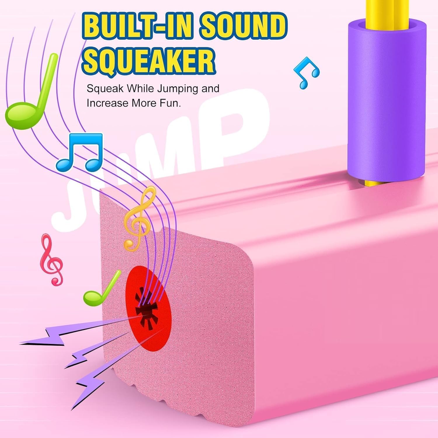 Grow Taller in Jumping Game Pogo Jumper for Kids Fun Toys for Kids Autistic Fun Sports Games Pogo Stick for Kids Cool Toys Pogo Jump Makes Pop Sounds (Pink)